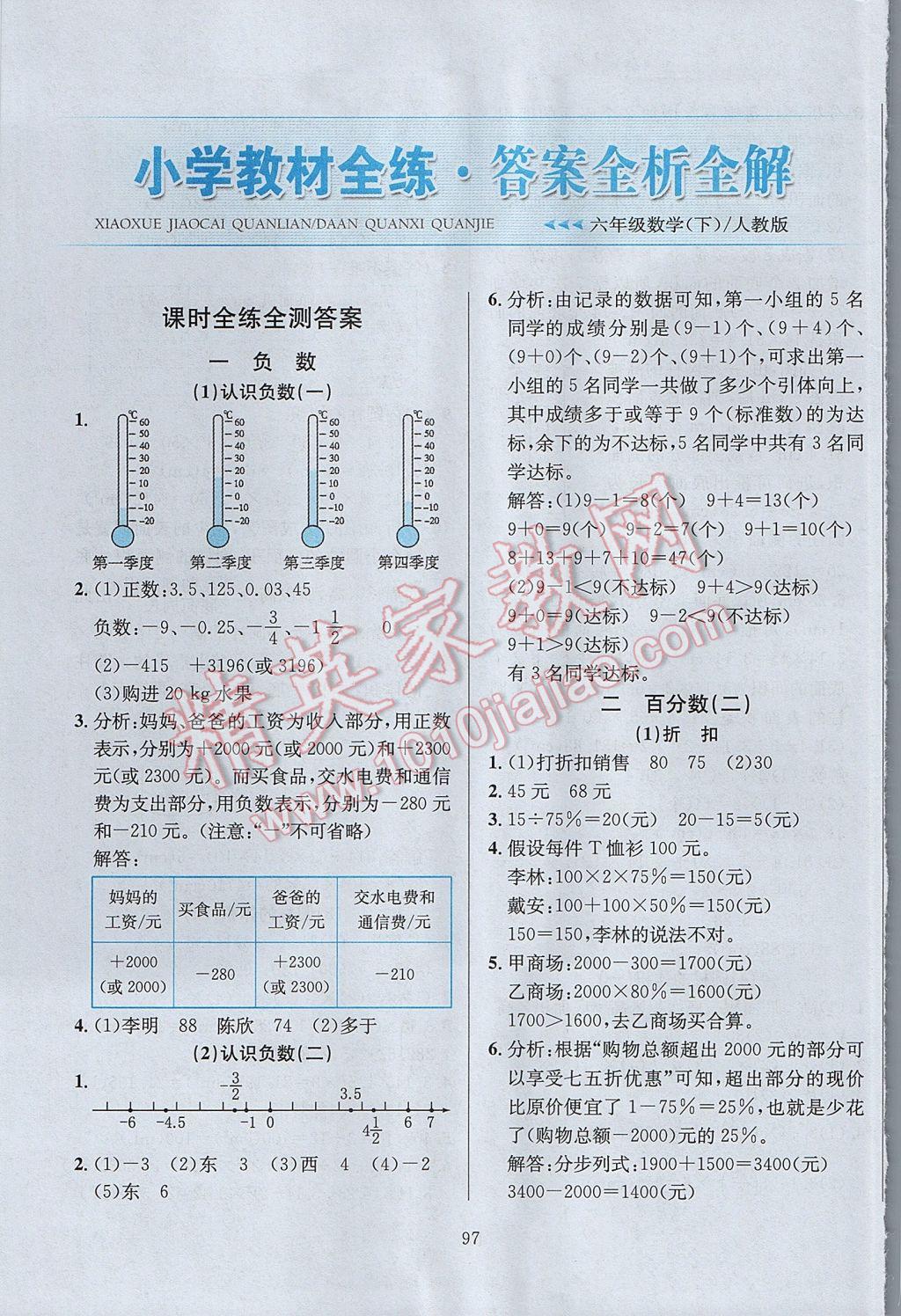 2017年小學(xué)教材全練六年級數(shù)學(xué)下冊人教版天津?qū)Ｓ?nbsp;參考答案第1頁