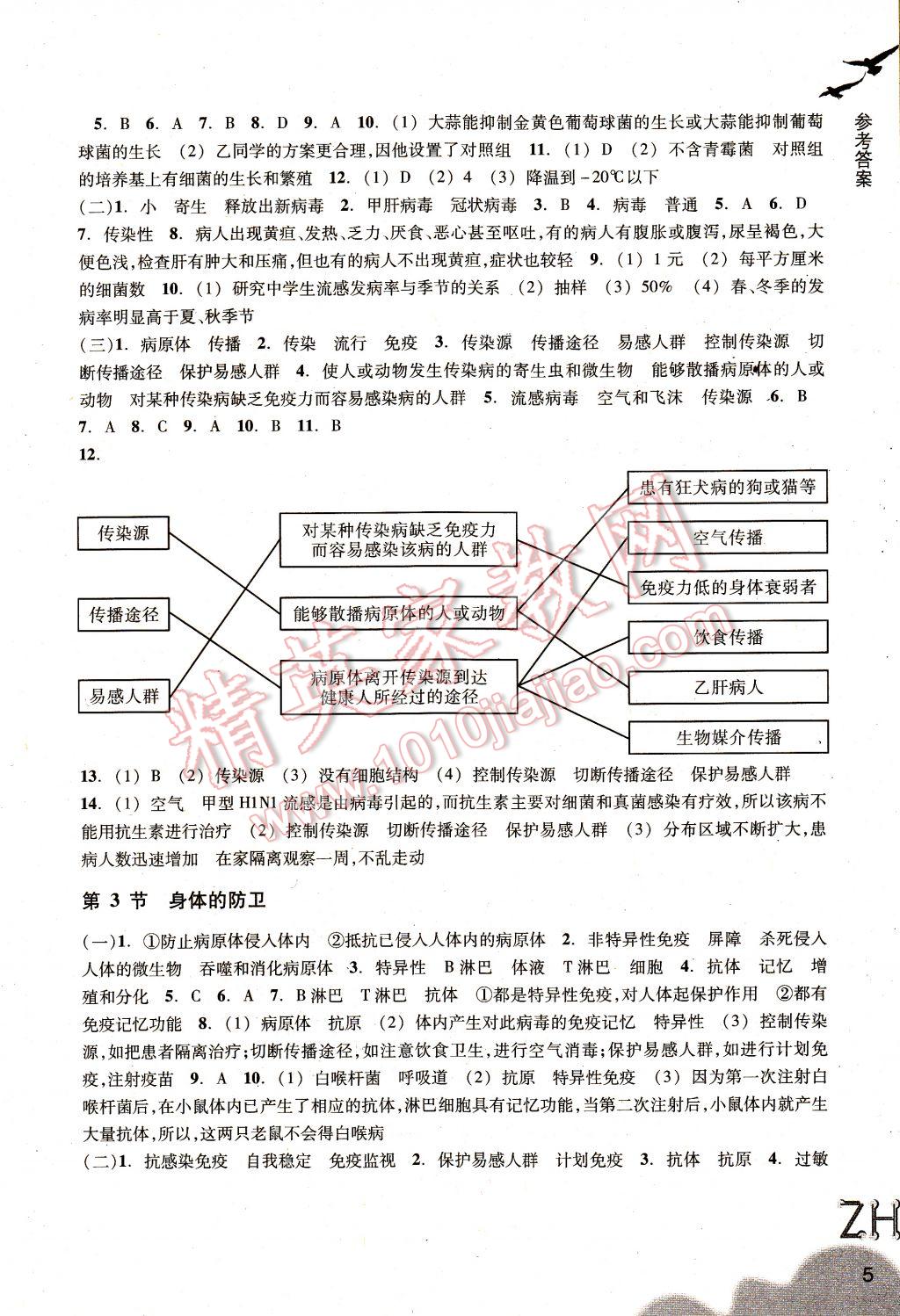 2017年作業(yè)本九年級(jí)科學(xué)下冊(cè)浙教版浙江教育出版社 參考答案第5頁(yè)