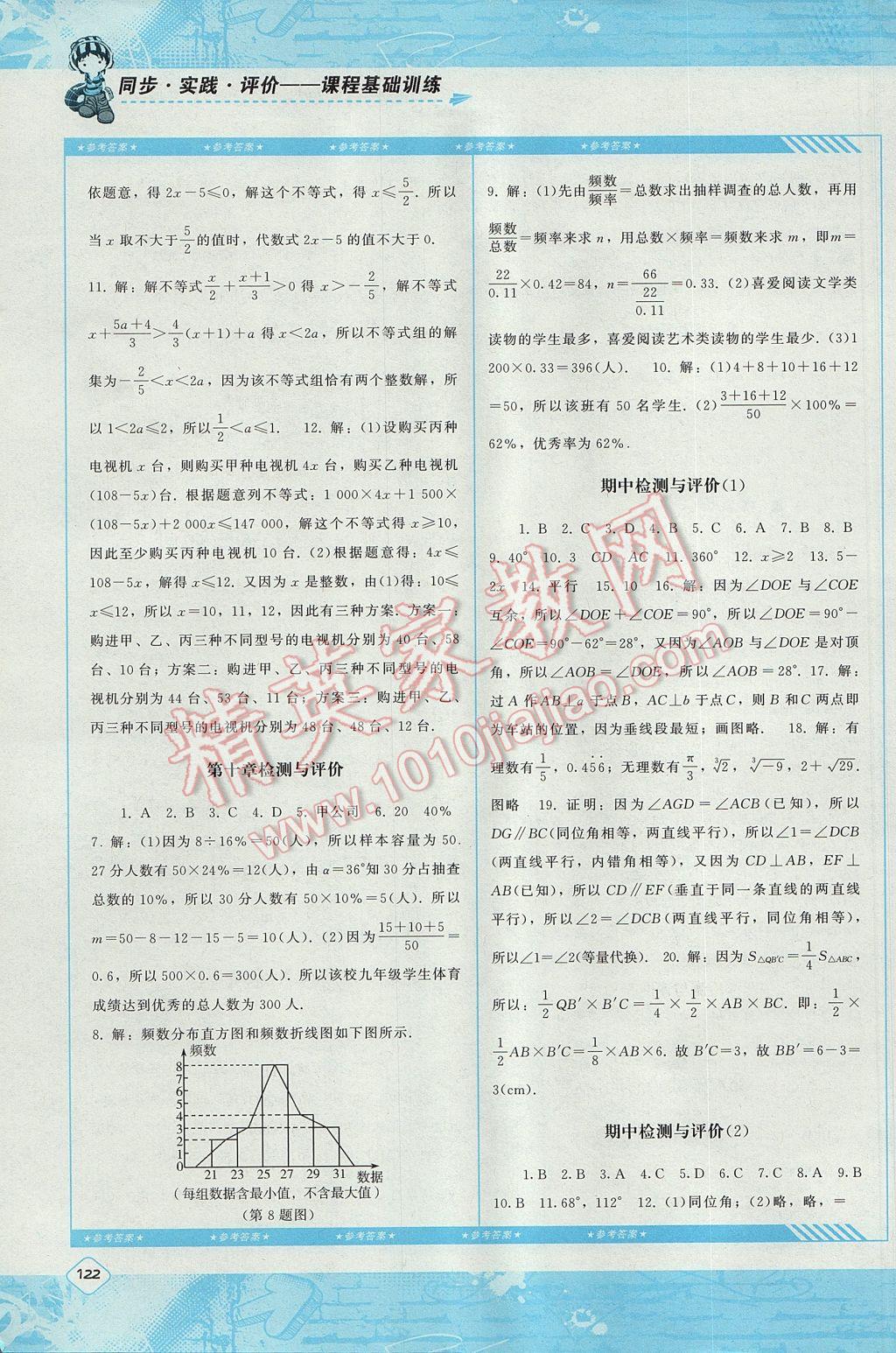 2017年课程基础训练七年级数学下册人教版湖南少年儿童出版社 参考答案第14页