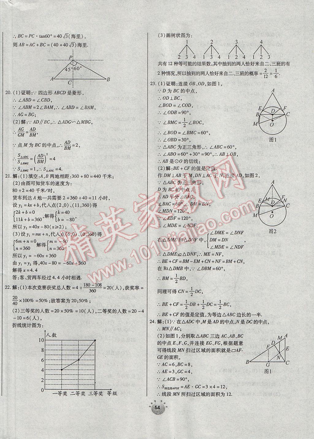 2017年全程考评一卷通九年级数学下册北师大版 参考答案第10页