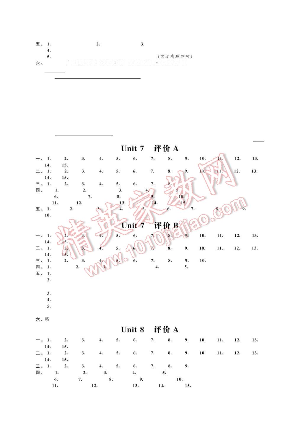 2017年綠色指標自我提升八年級英語下冊 參考答案第10頁