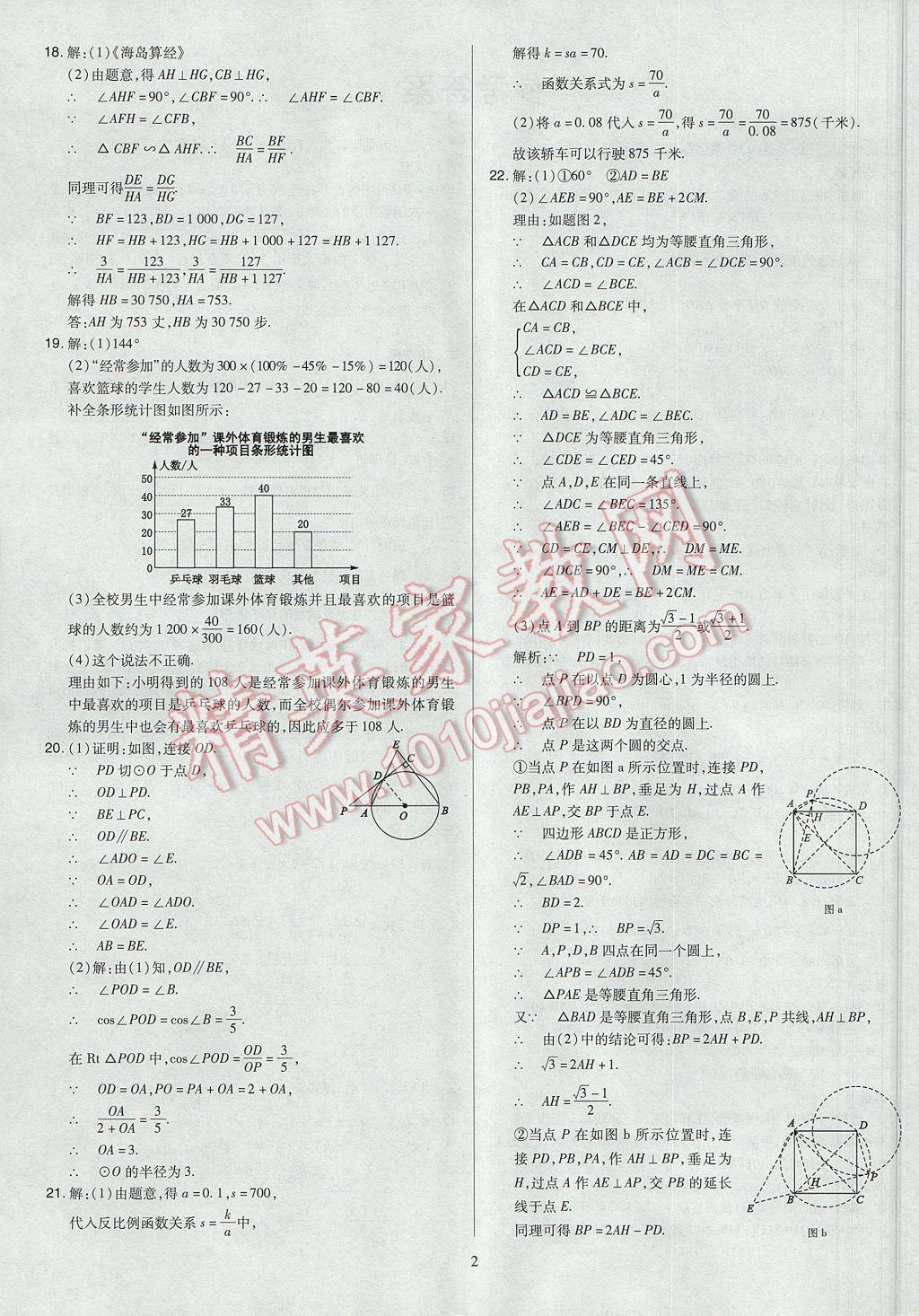 2017年山西省中考訓(xùn)練卷數(shù)學(xué) 參考答案第2頁