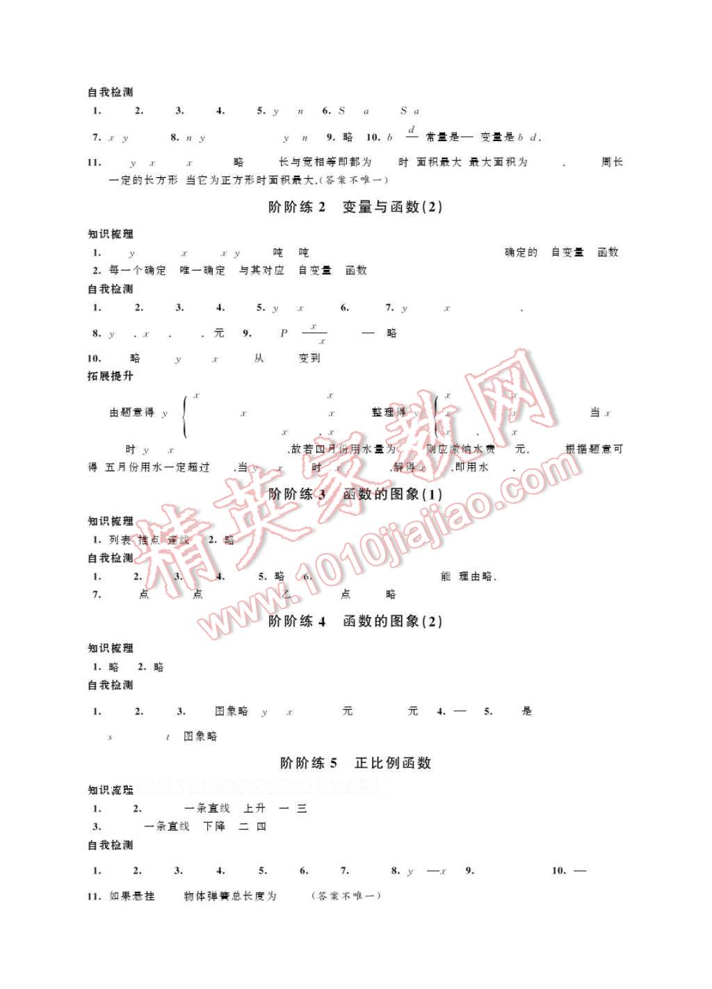 2017年绿色指标自我提升八年级数学下册 参考答案第9页