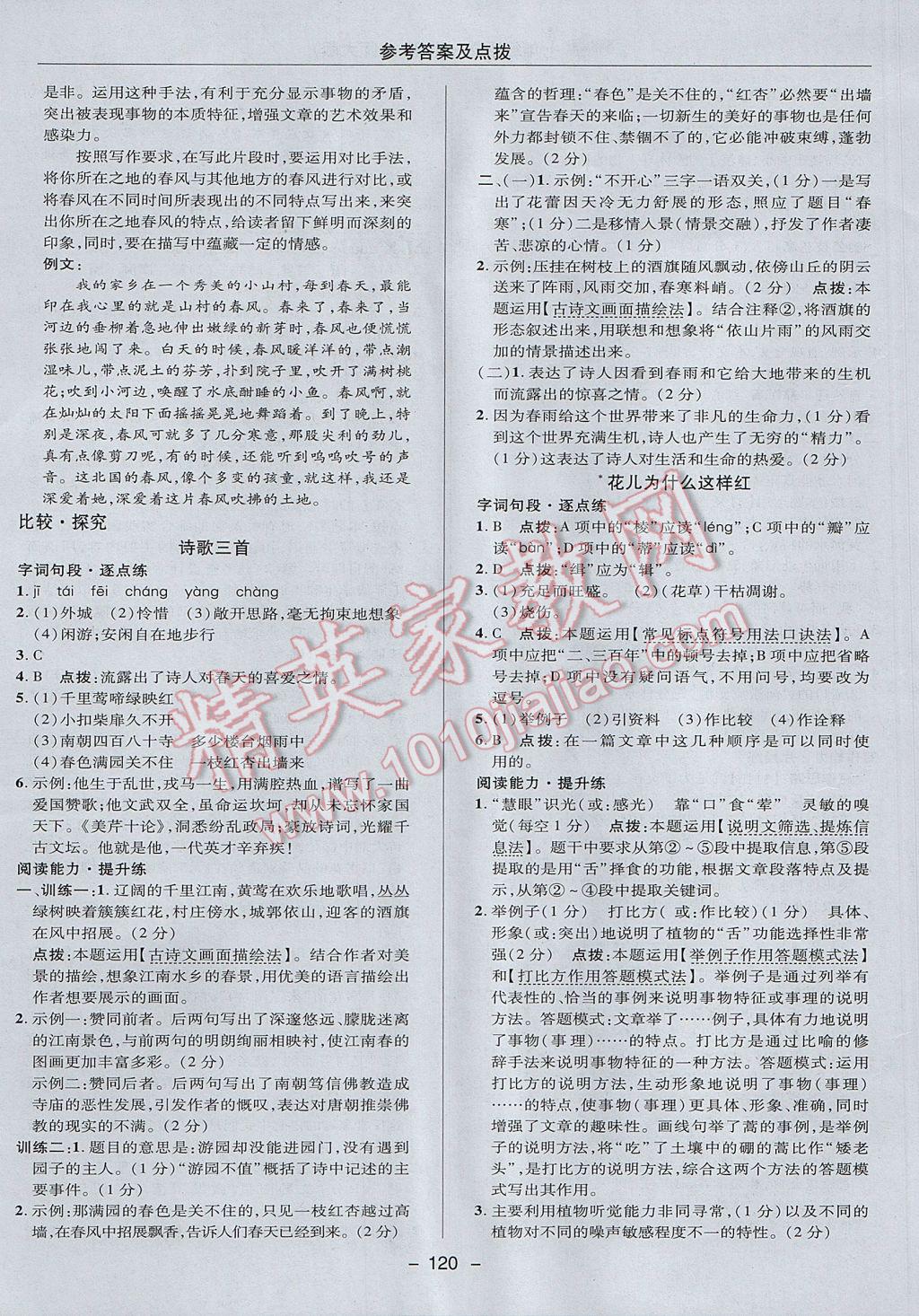 2017年綜合應(yīng)用創(chuàng)新題典中點七年級語文下冊北師大版 參考答案第16頁