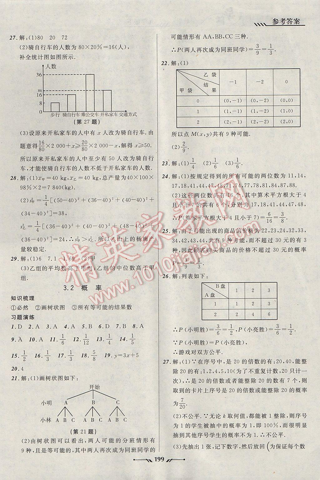 2017年新课程新教材导航学数学九年级下册北师大版 参考答案第25页