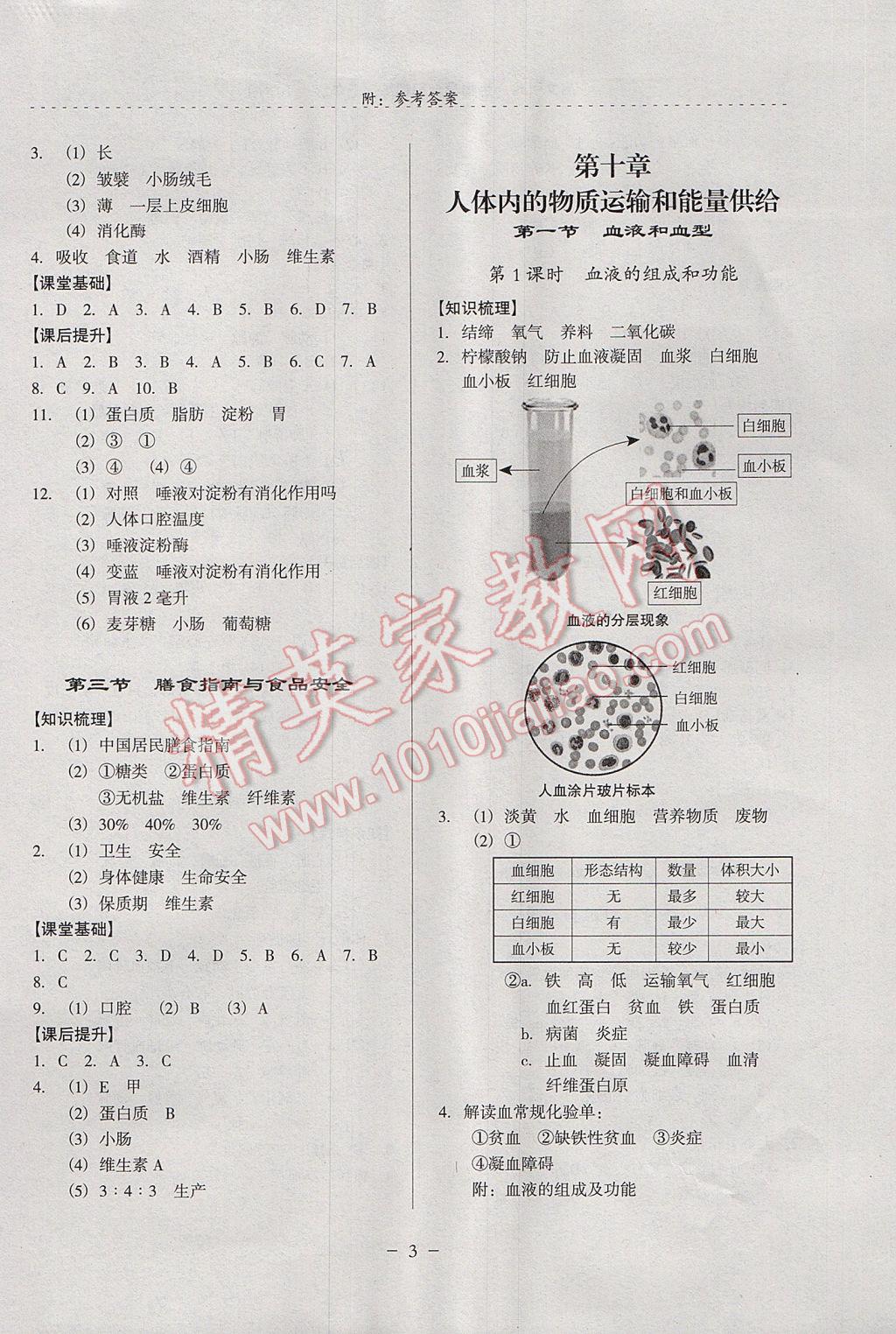 2017年啟文引路七年級(jí)生物學(xué)下學(xué)期 參考答案第3頁