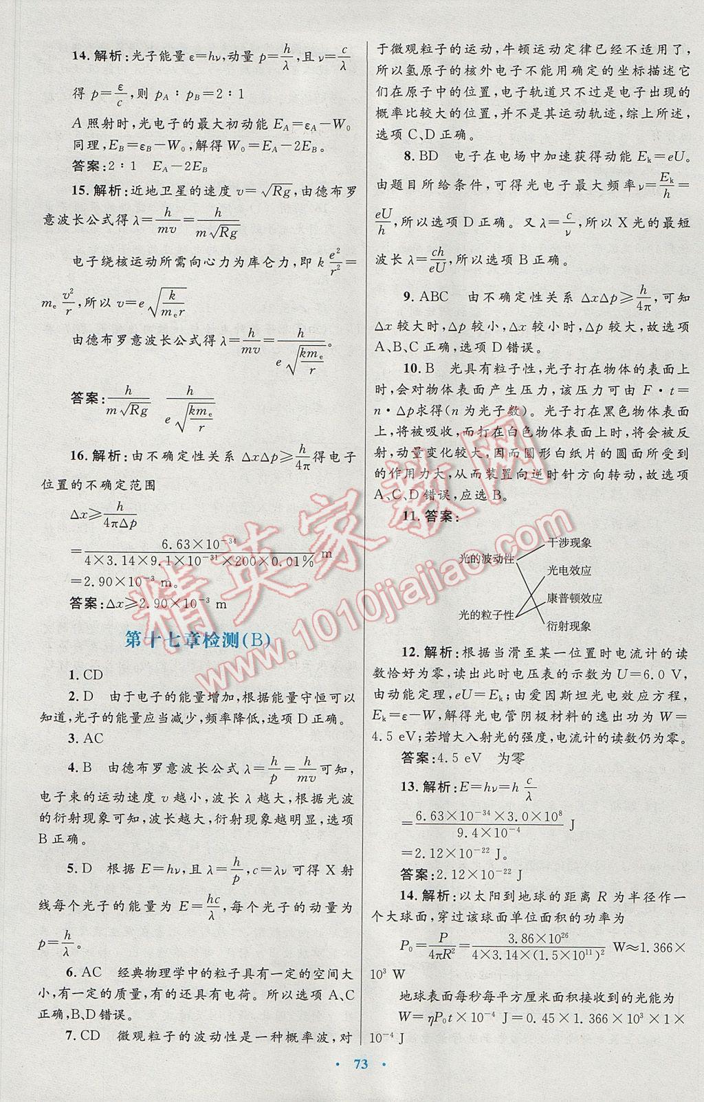 高中同步測控優(yōu)化設(shè)計物理選修3-5人教版 參考答案第37頁