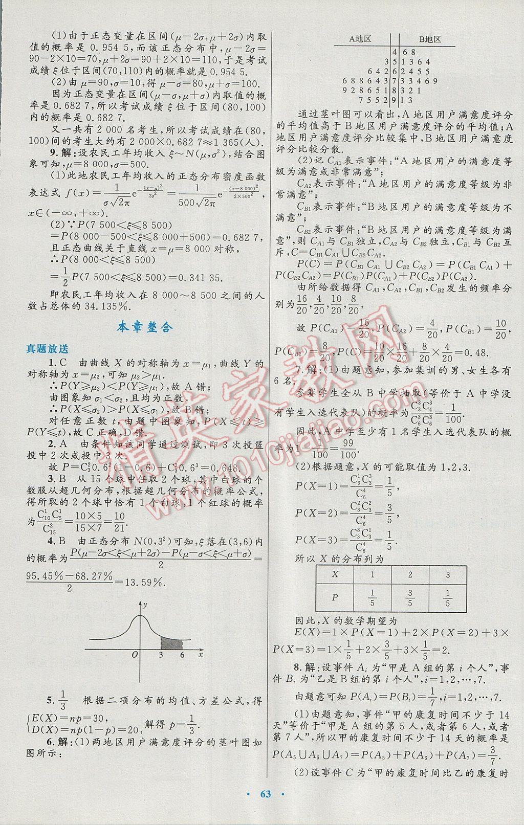 高中同步測控優(yōu)化設(shè)計數(shù)學(xué)選修2-3人教A版 參考答案第27頁