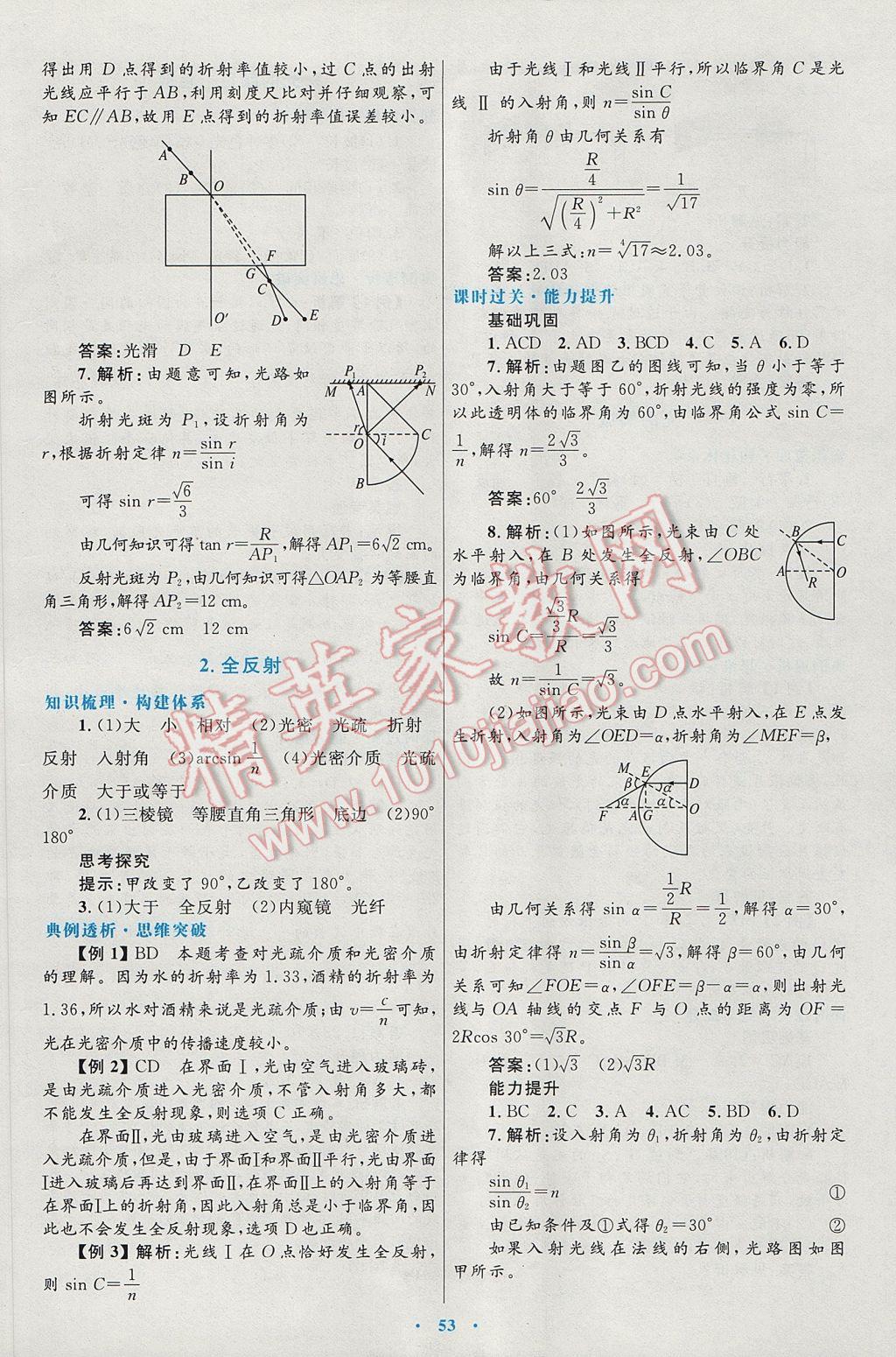 高中同步測控優(yōu)化設計物理選修3-4人教版 參考答案第13頁