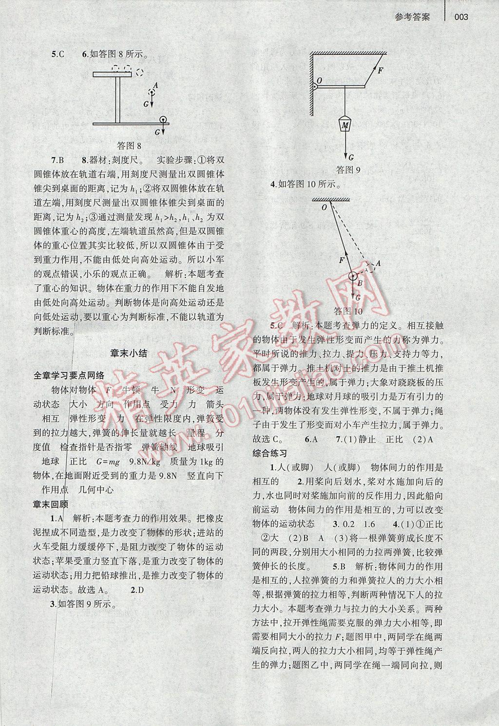 2017年基礎(chǔ)訓(xùn)練八年級物理下冊人教版大象出版社 參考答案第10頁