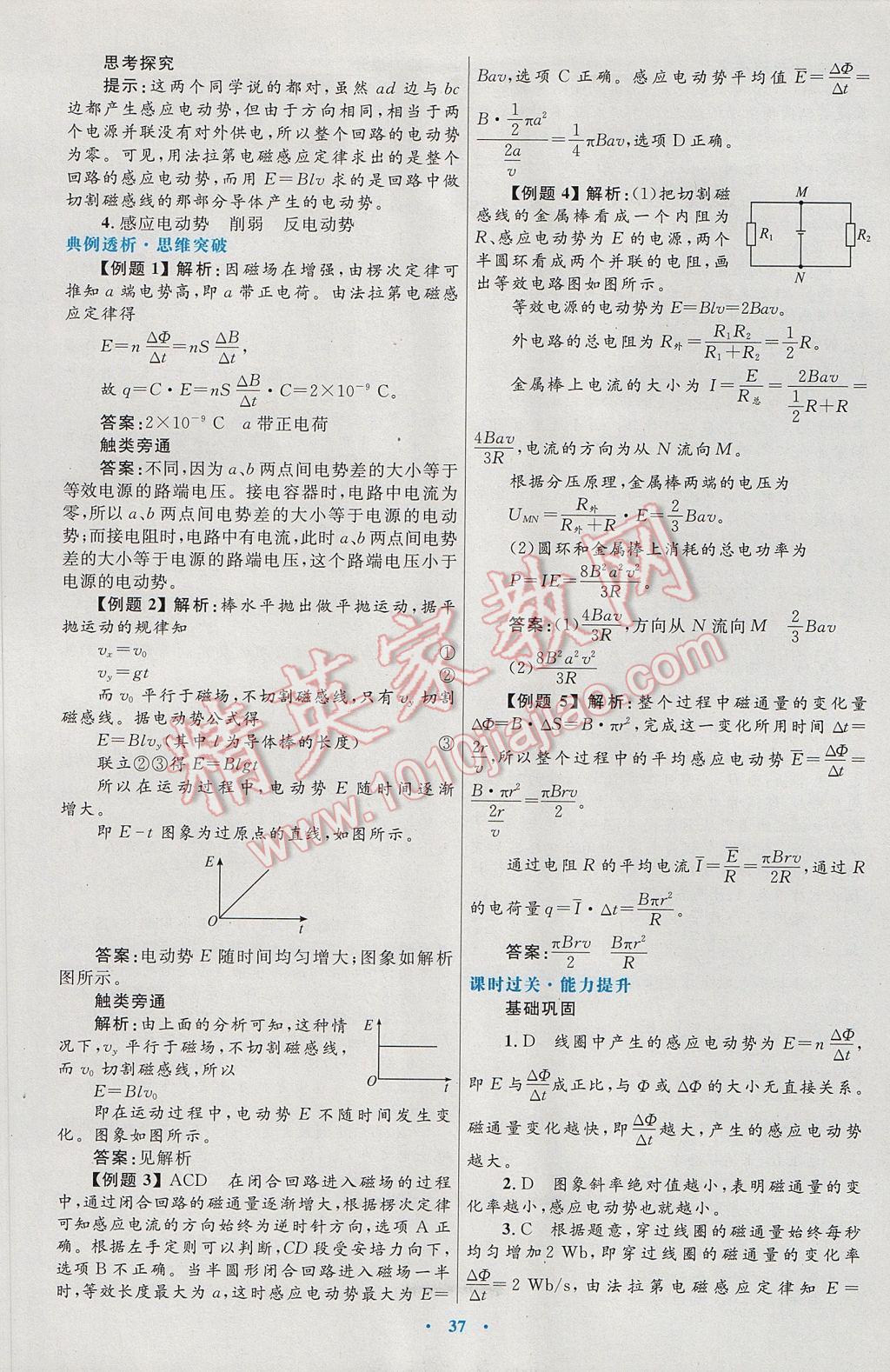 高中同步測(cè)控優(yōu)化設(shè)計(jì)物理選修3-2人教版 參考答案第5頁(yè)