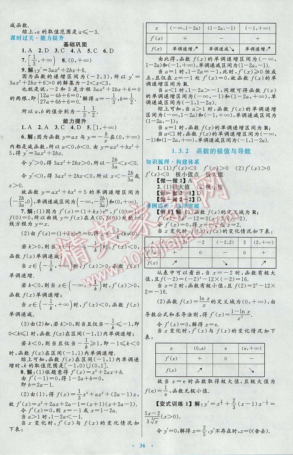 高中同步測控優(yōu)化設(shè)計數(shù)學(xué)選修2-2人教A版 參考答案第8頁