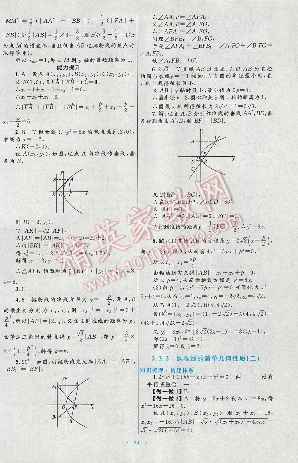 高中同步测控优化设计数学选修1-1人教A版 参考答案第26页