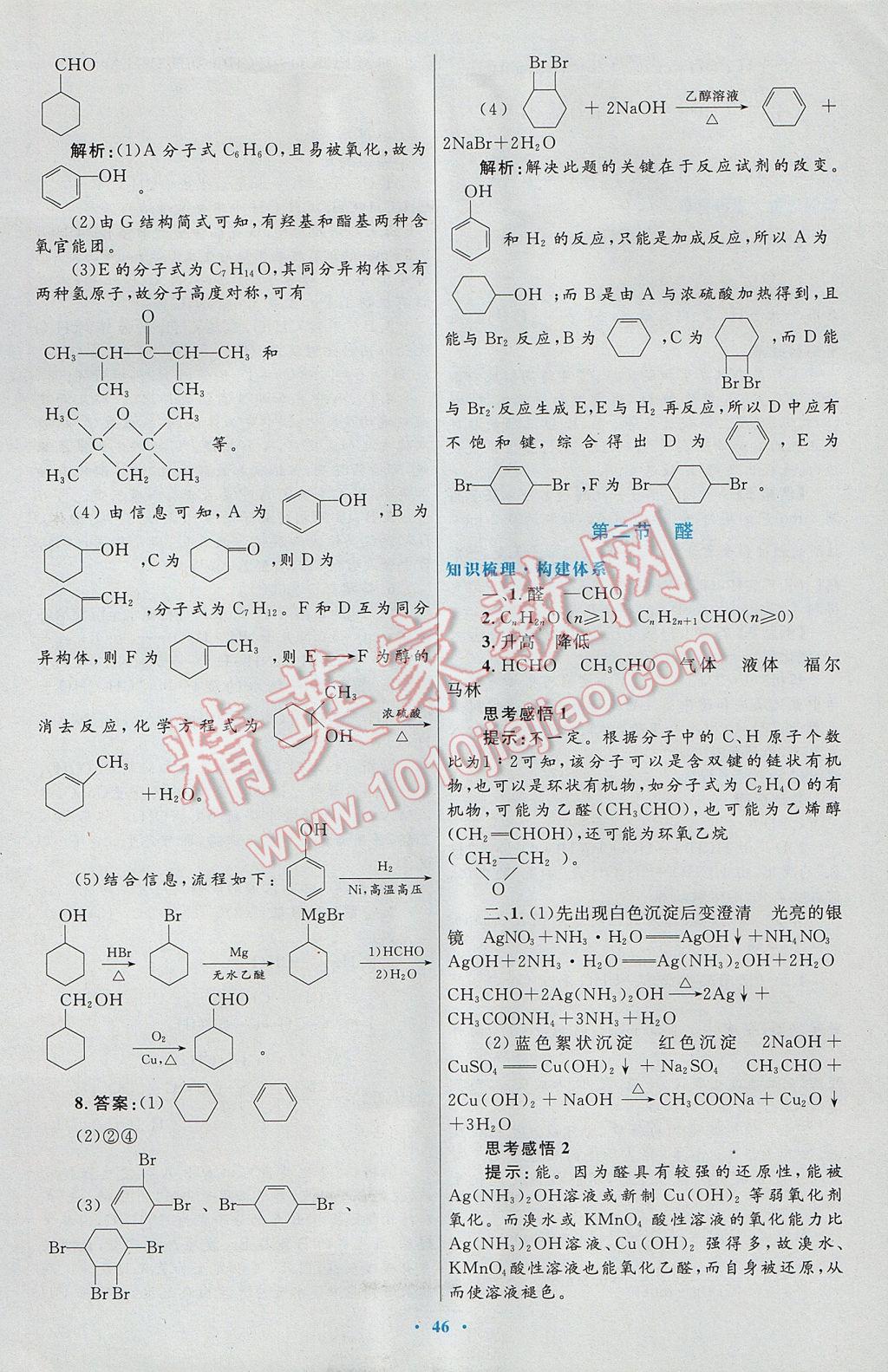 2016高中同步測控優(yōu)化設(shè)計(jì)化學(xué)選修5人教版 參考答案第26頁