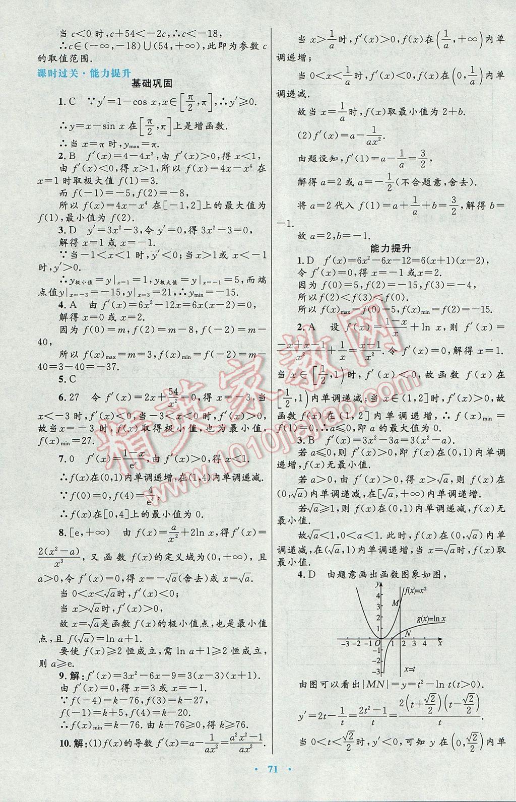 高中同步测控优化设计数学选修1-1人教A版 参考答案第43页