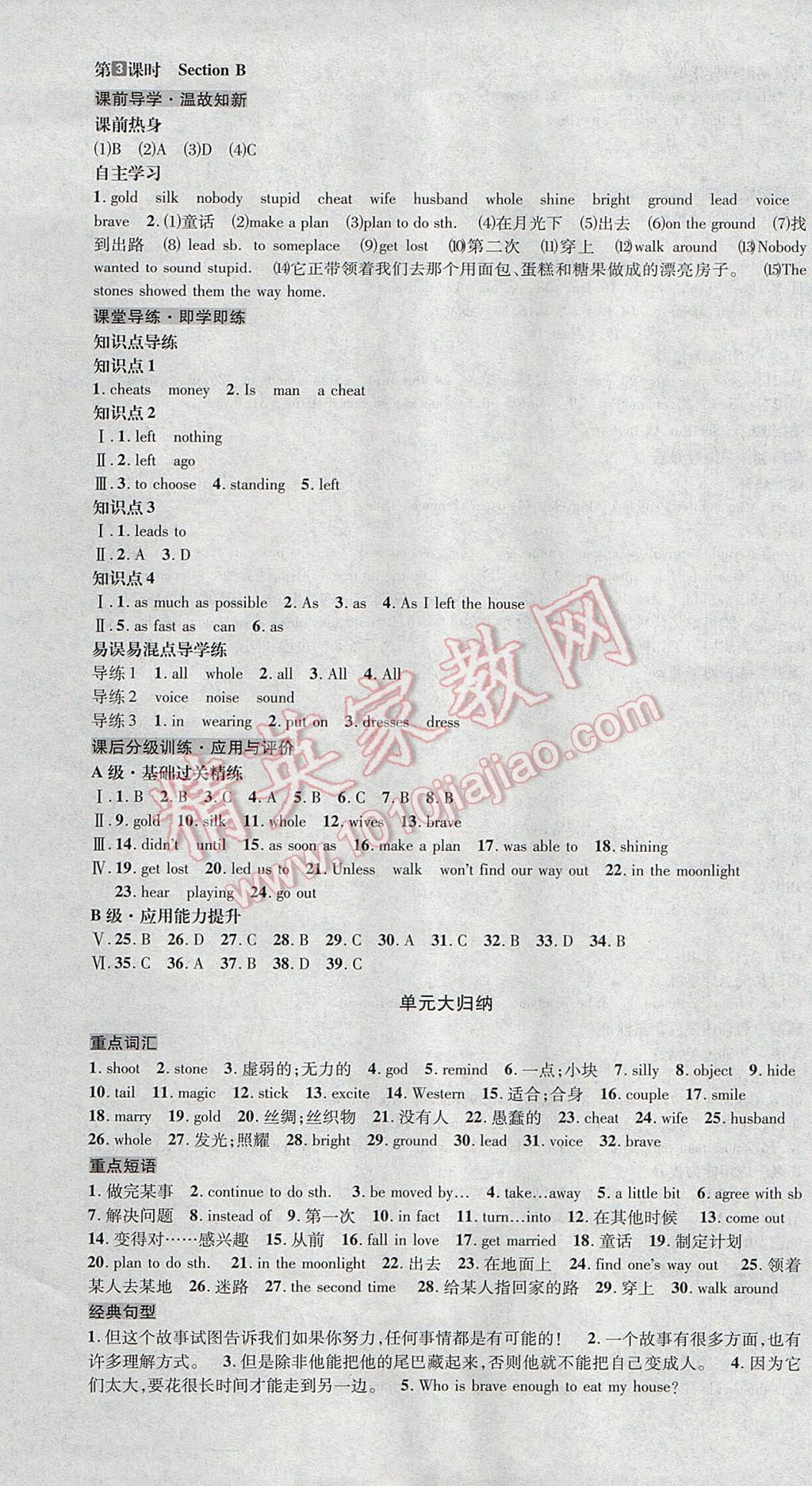 2017年中考123全程導(dǎo)練八年級(jí)英語下冊(cè)人教版 參考答案第17頁