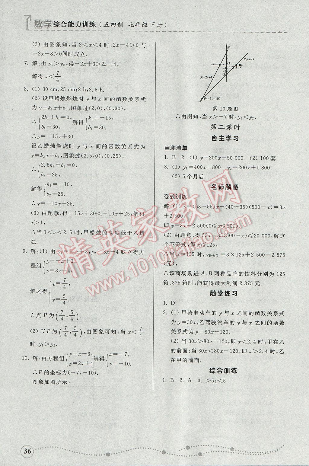 2017年综合能力训练七年级数学下册鲁教版五四制 参考答案第35页