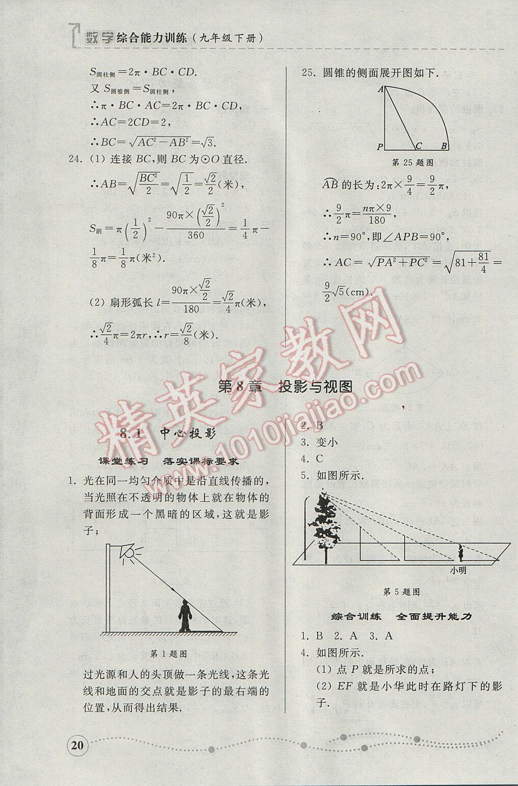 2017年综合能力训练九年级数学下册青岛版 参考答案第20页