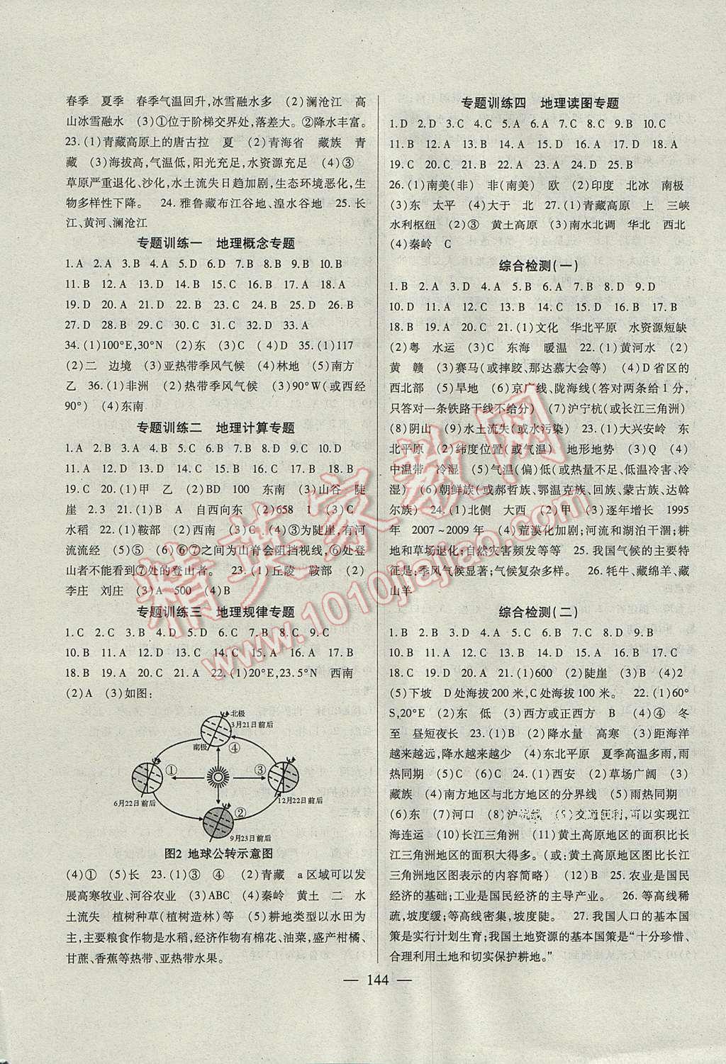 2017年中考復(fù)習(xí)指南地理 參考答案第8頁(yè)