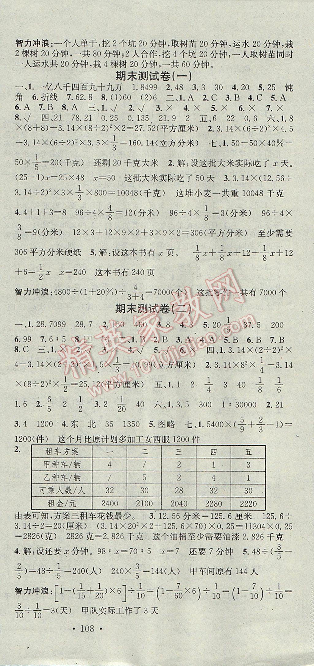 2017年助教型教輔名校課堂六年級(jí)數(shù)學(xué)下冊(cè)北師大版 參考答案第12頁(yè)