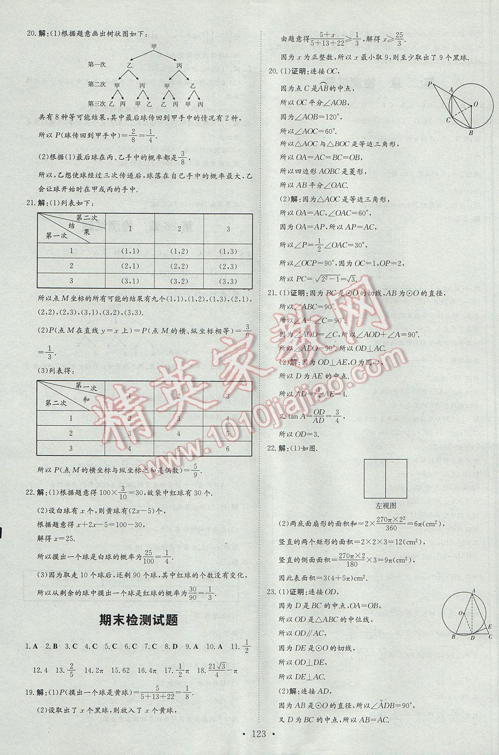 2017年初中同步学习导与练导学探究案九年级数学下册沪科版 参考答案第27页