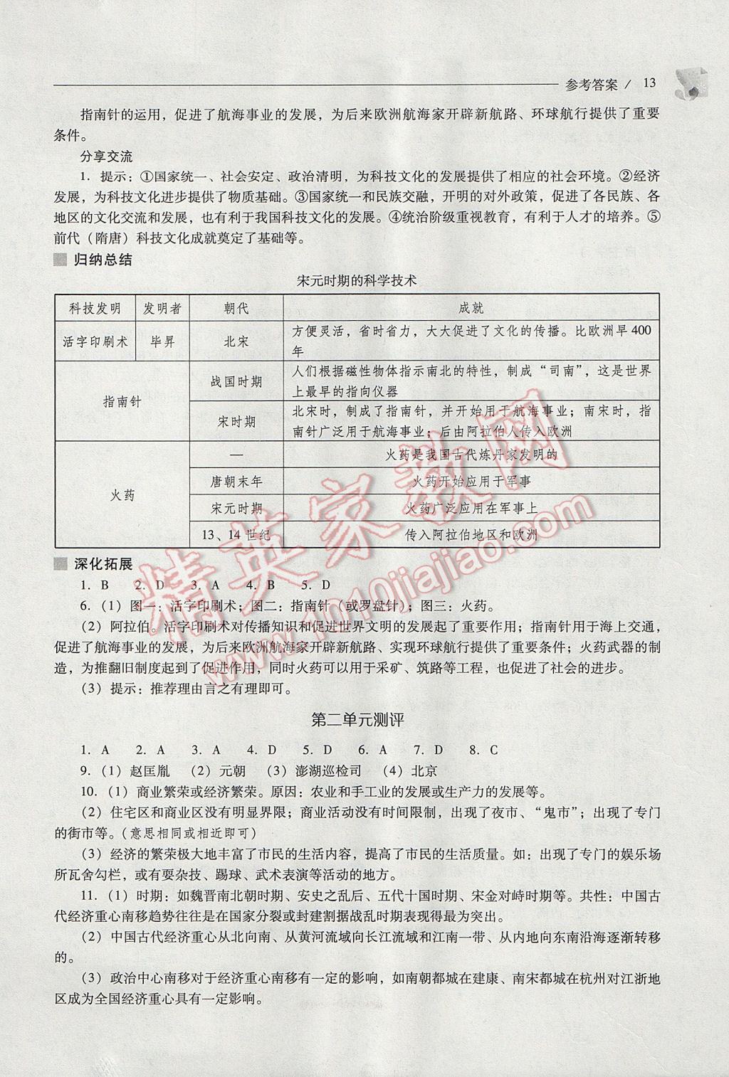 2017年新課程問(wèn)題解決導(dǎo)學(xué)方案七年級(jí)中國(guó)歷史下冊(cè)華東師大版 參考答案第13頁(yè)