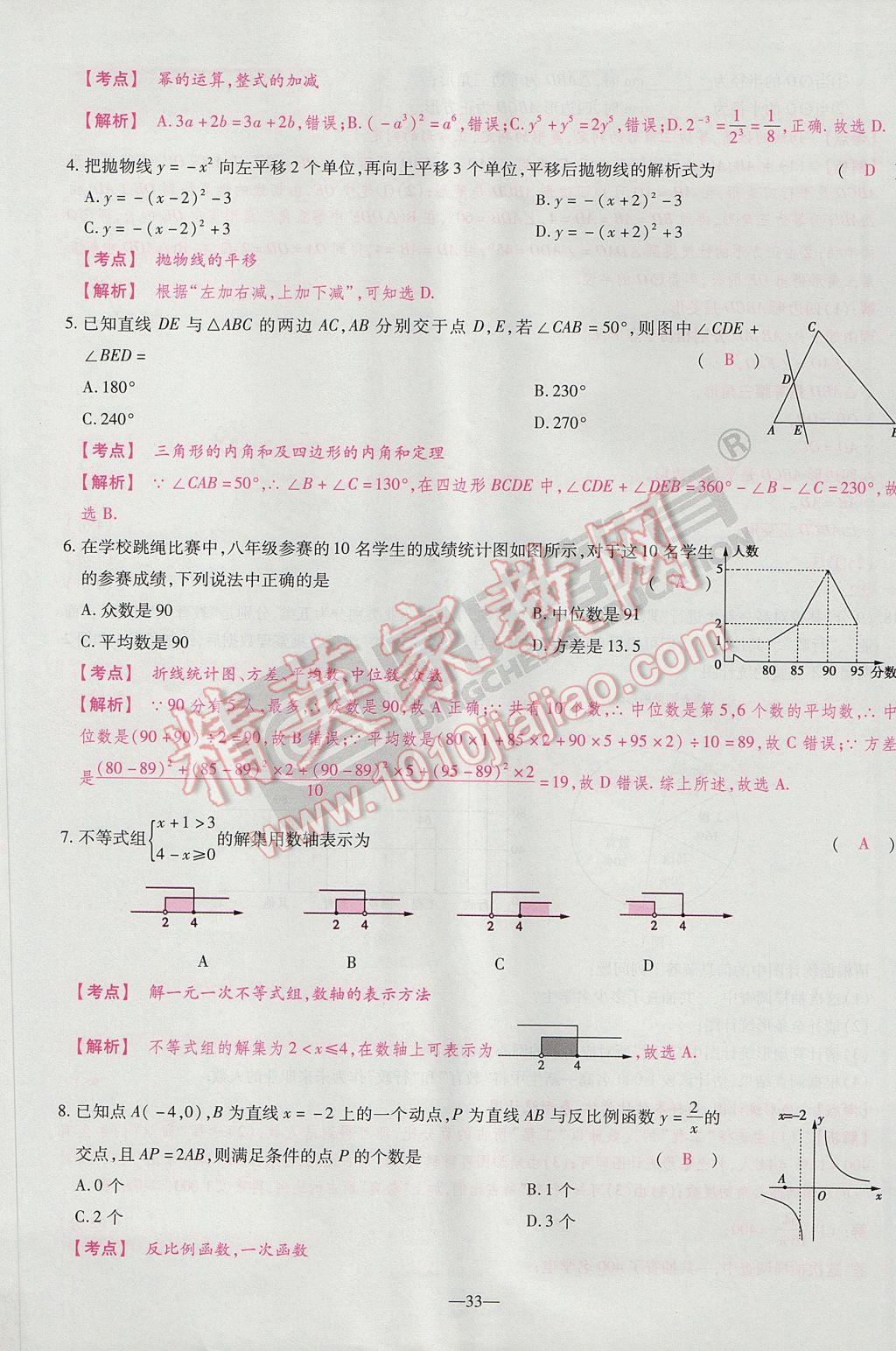 2017年河南中考仿真卷極速提分8套卷數(shù)學(xué)第5年第5版 參考答案第55頁