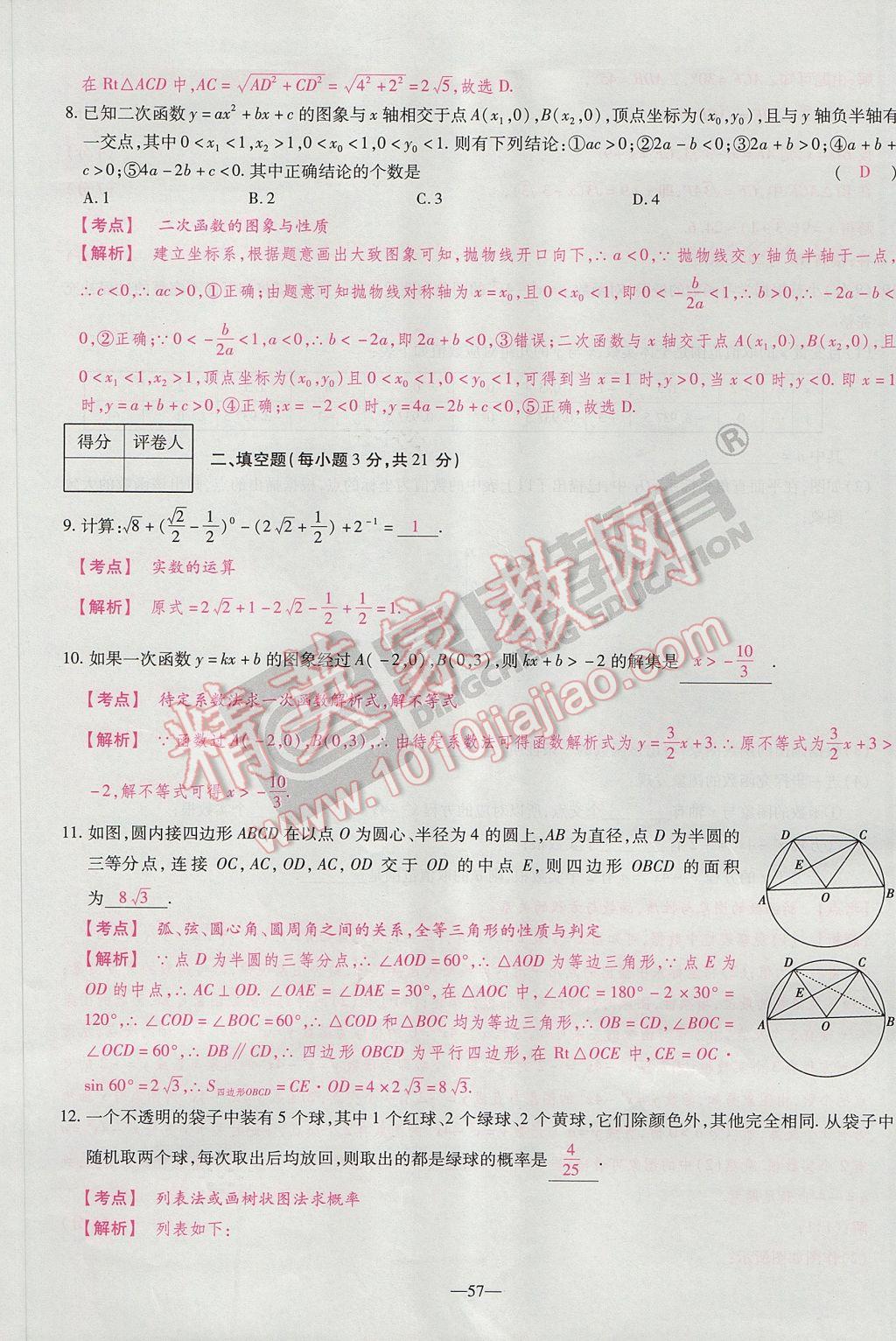 2017年河南中考仿真卷極速提分8套卷數(shù)學第5年第5版 參考答案第79頁