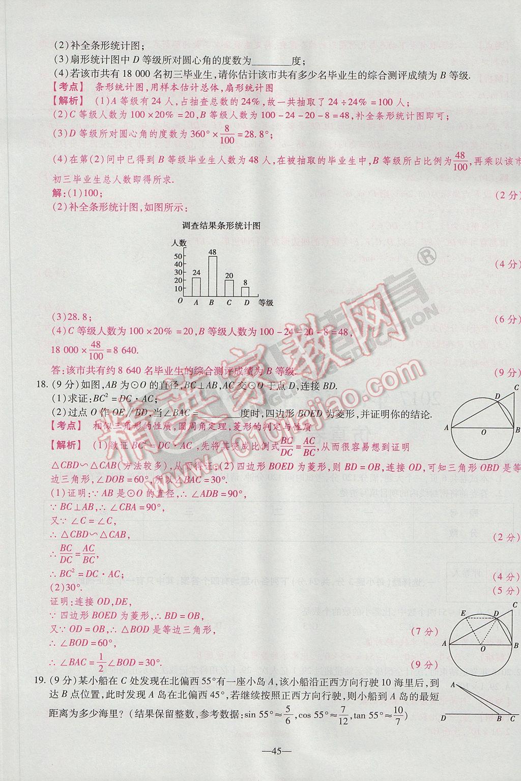 2017年河南中考仿真卷極速提分8套卷數(shù)學(xué)第5年第5版 參考答案第67頁(yè)