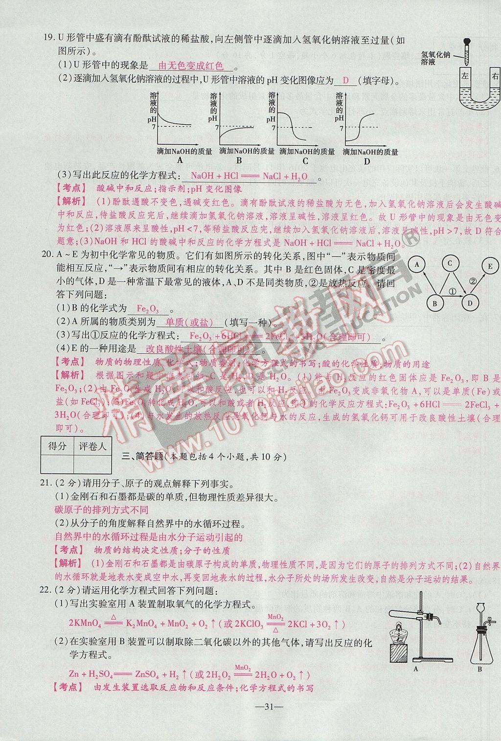 2017年河南中考仿真卷極速提分8套卷化學(xué)第5年第5版 參考答案第35頁