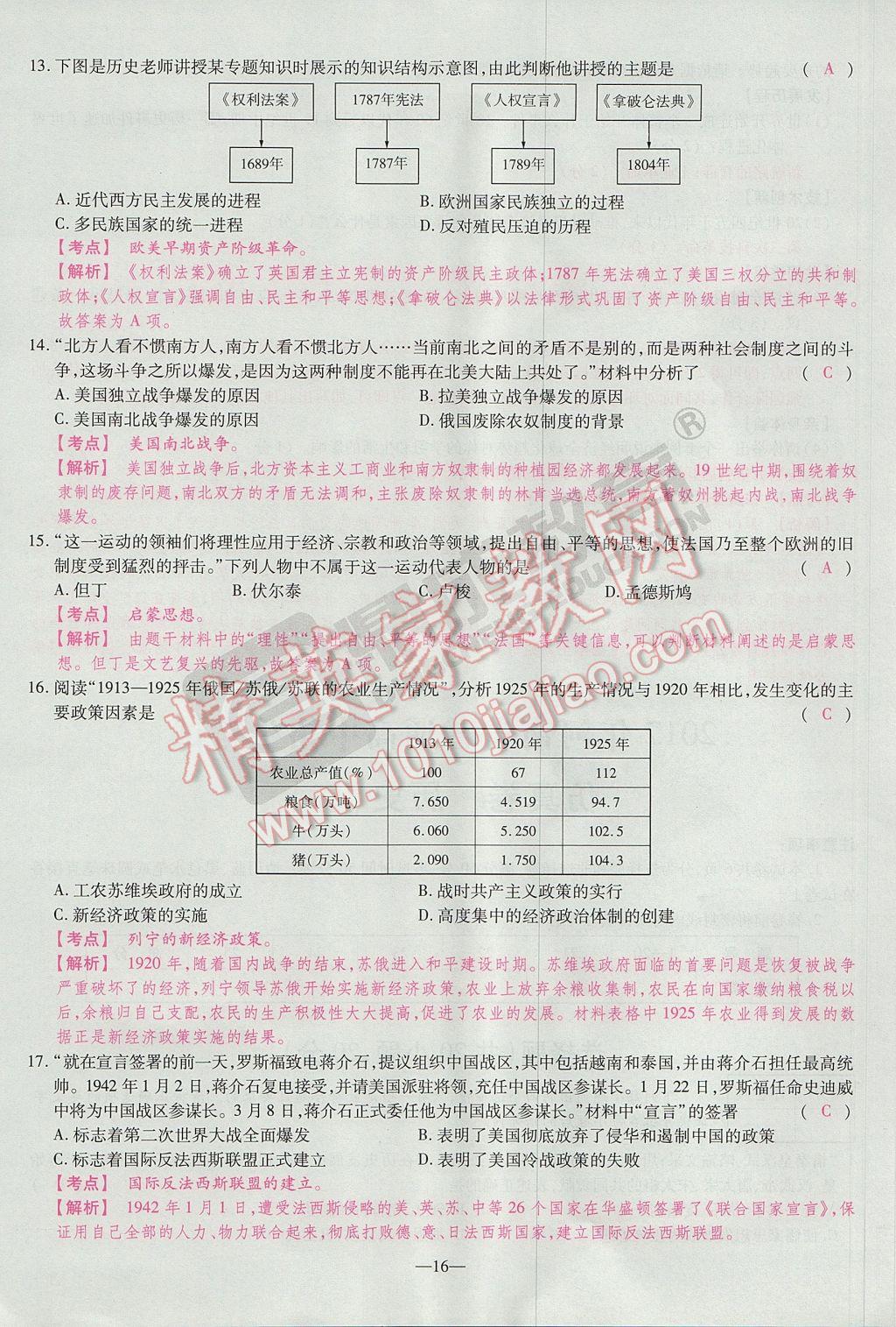 2017年河南中考仿真卷極速提分8套卷歷史第5年第5版 參考答案第14頁(yè)