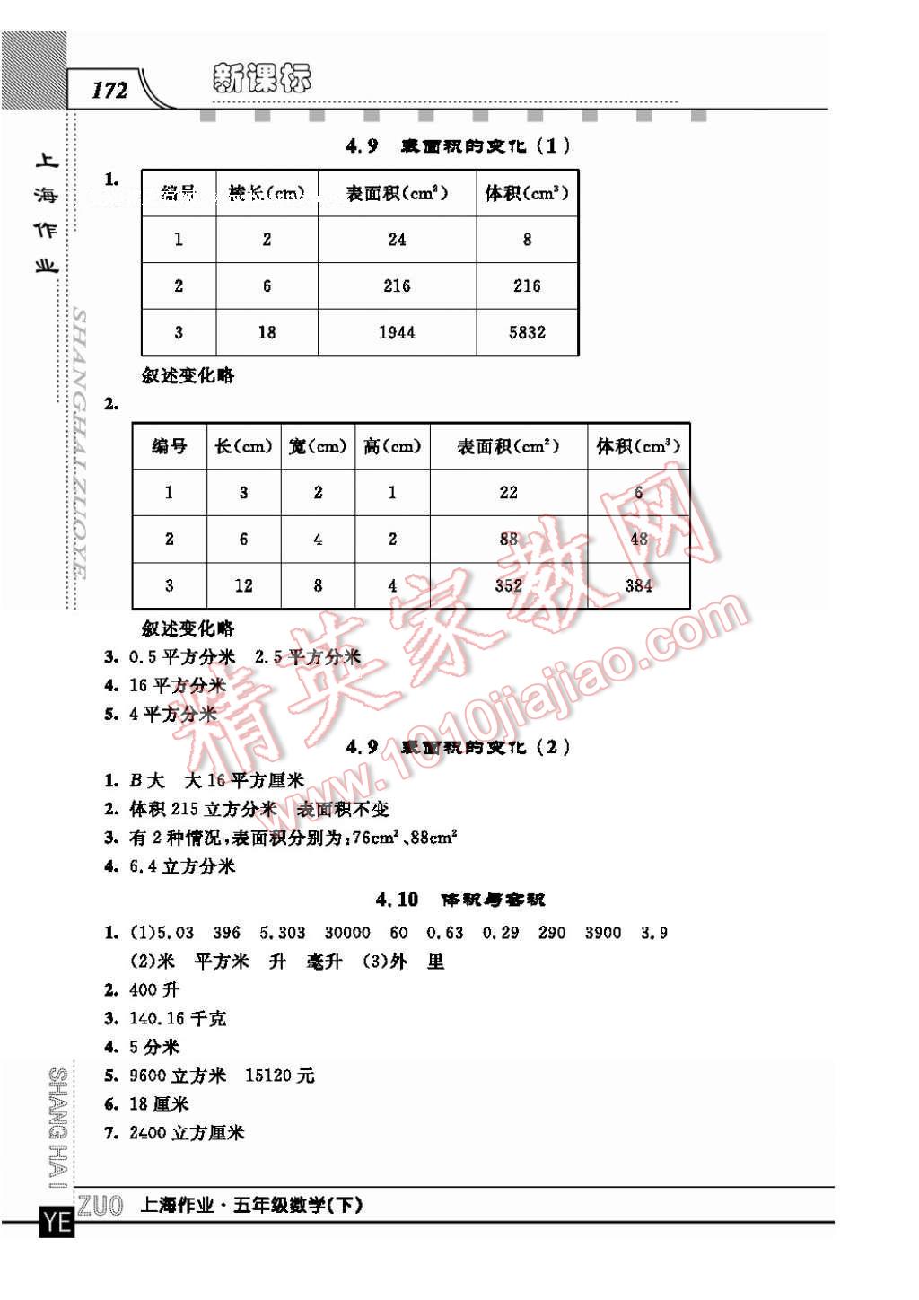 2017年上海作業(yè)五年級(jí)數(shù)學(xué)下冊(cè) 參考答案第8頁(yè)