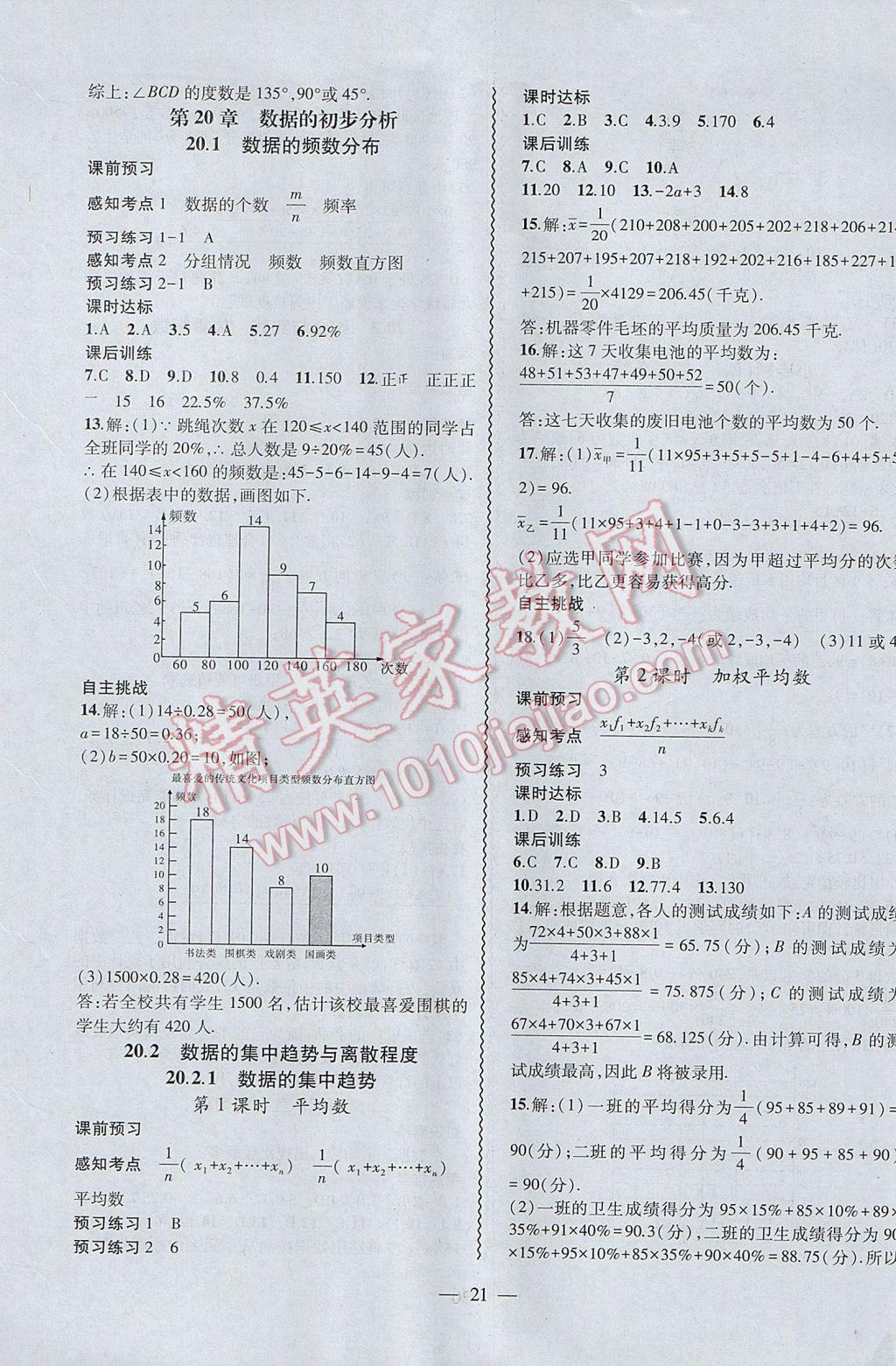 2017年創(chuàng)新課堂創(chuàng)新作業(yè)本八年級數(shù)學下冊滬科版 參考答案第21頁