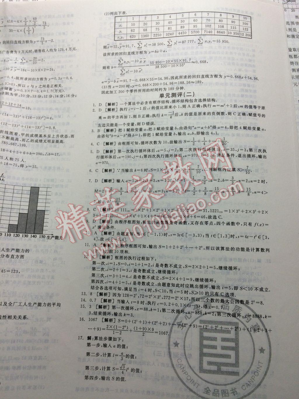 全品学练考高中数学必修3北师大版 参考答案第3页