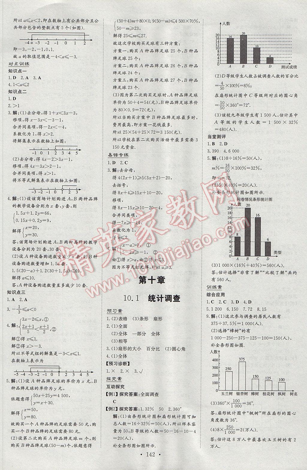 2017年初中同步学习导与练导学探究案七年级数学下册 参考答案第18页