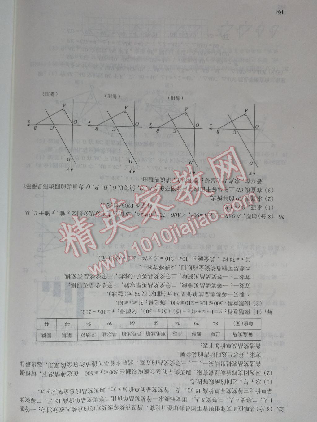 2017年數(shù)學(xué)活頁(yè)練習(xí)八年級(jí)下冊(cè)福建少年兒童出版社 參考答案第194頁(yè)