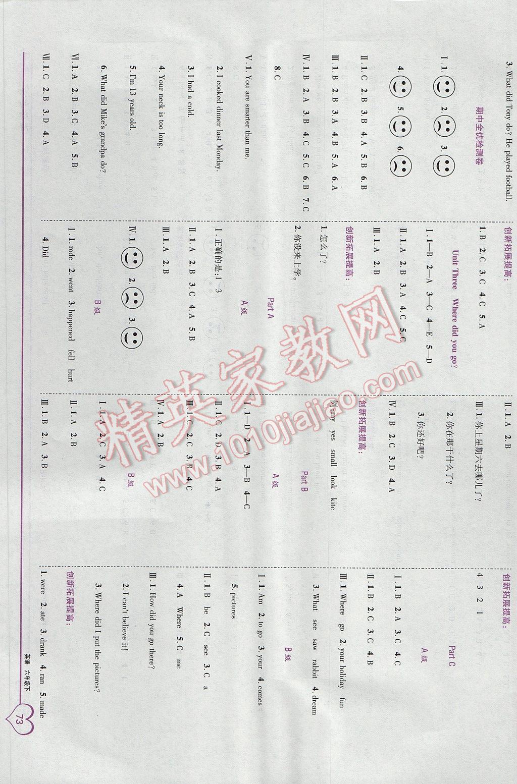 2017年全优备考六年级英语下册 参考答案第3页