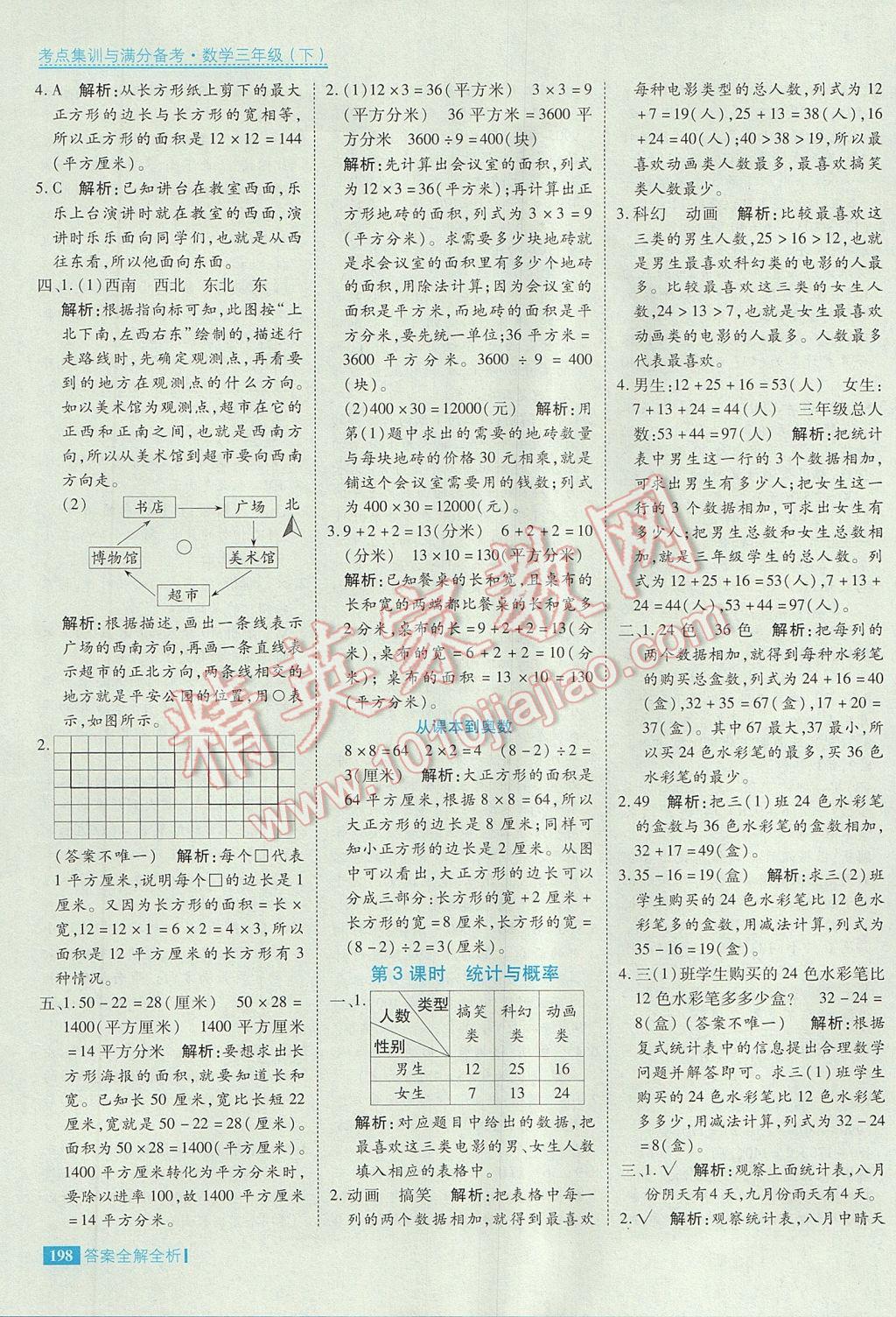 2017年考點集訓與滿分備考三年級數(shù)學下冊 參考答案第46頁