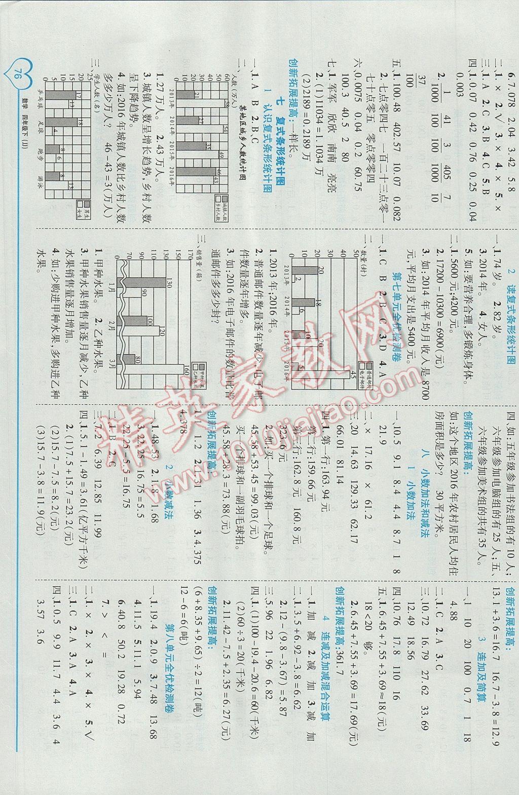 2017年全優(yōu)備考四年級數(shù)學下冊冀教版 參考答案第6頁