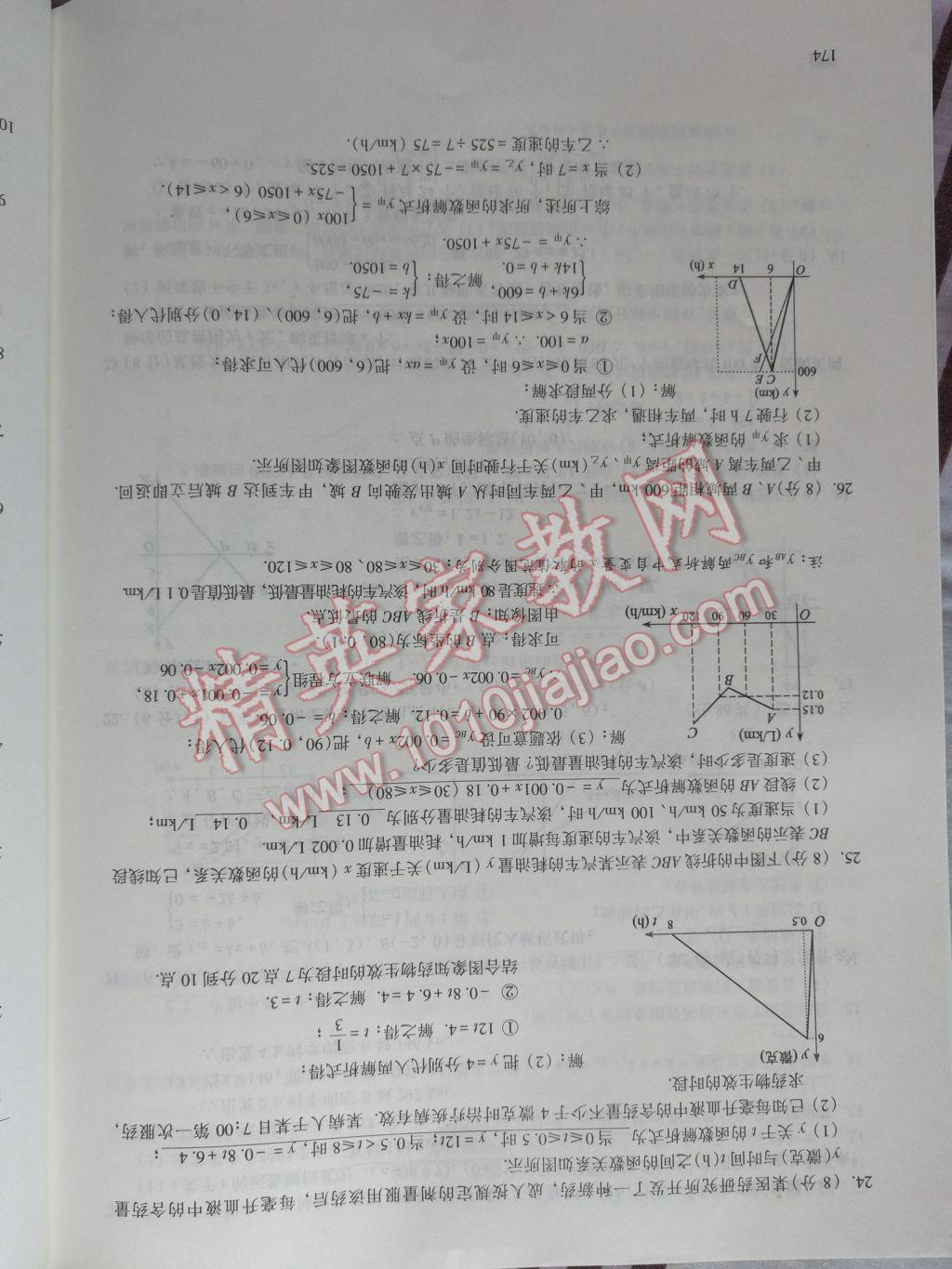 2017年數(shù)學(xué)活頁練習(xí)八年級下冊福建少年兒童出版社 參考答案第174頁