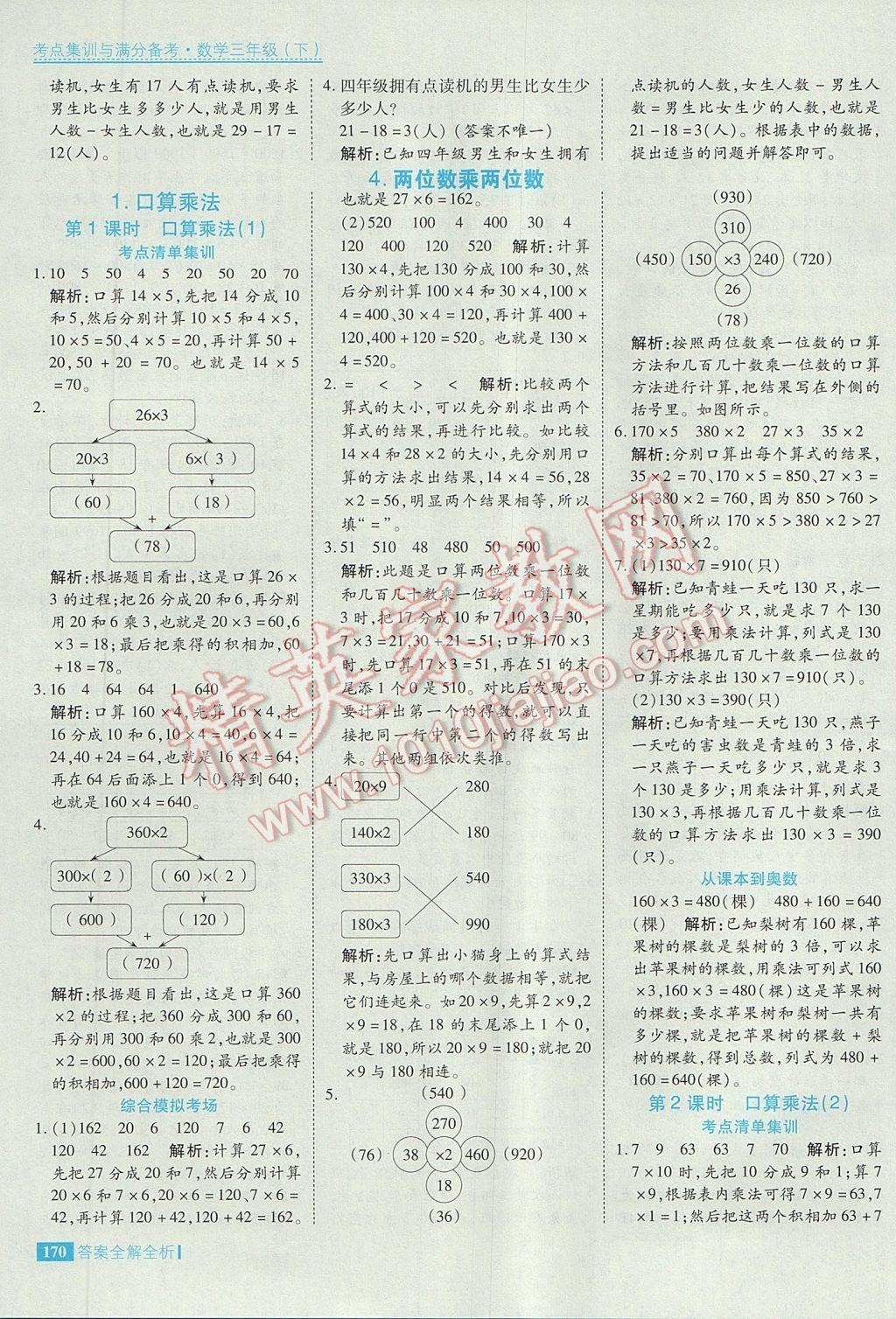 2017年考點(diǎn)集訓(xùn)與滿(mǎn)分備考三年級(jí)數(shù)學(xué)下冊(cè) 參考答案第18頁(yè)