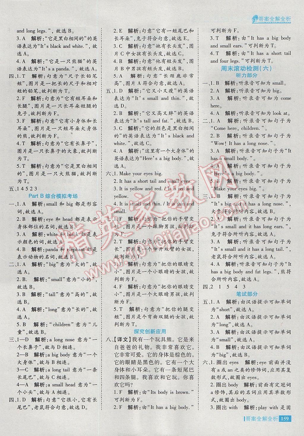 2017年考點集訓(xùn)與滿分備考三年級英語下冊 參考答案第15頁