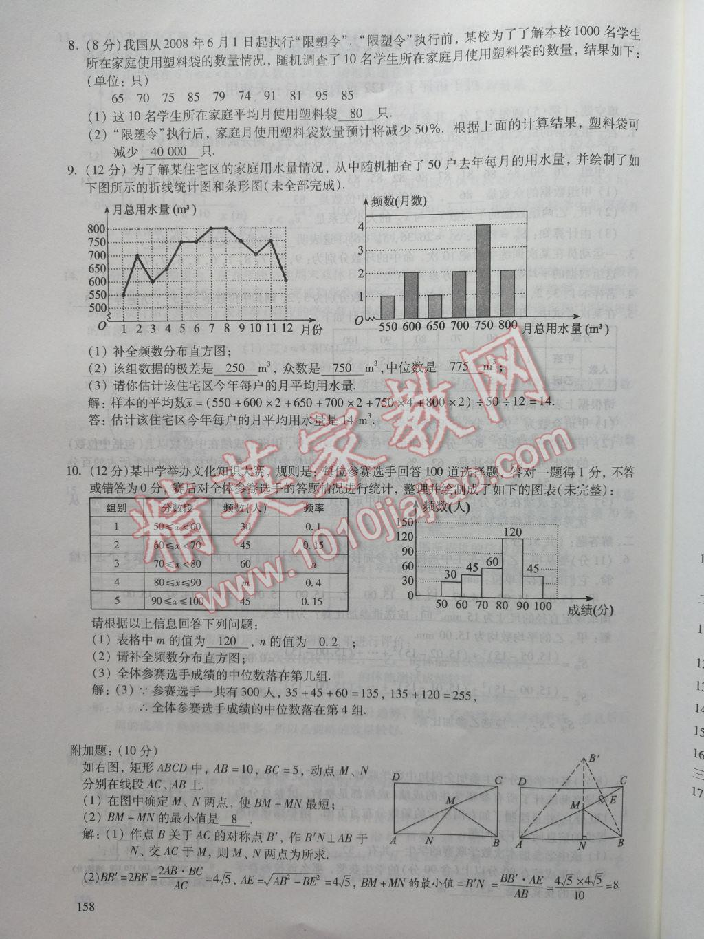 2017年数学活页练习八年级下册福建少年儿童出版社 参考答案第158页