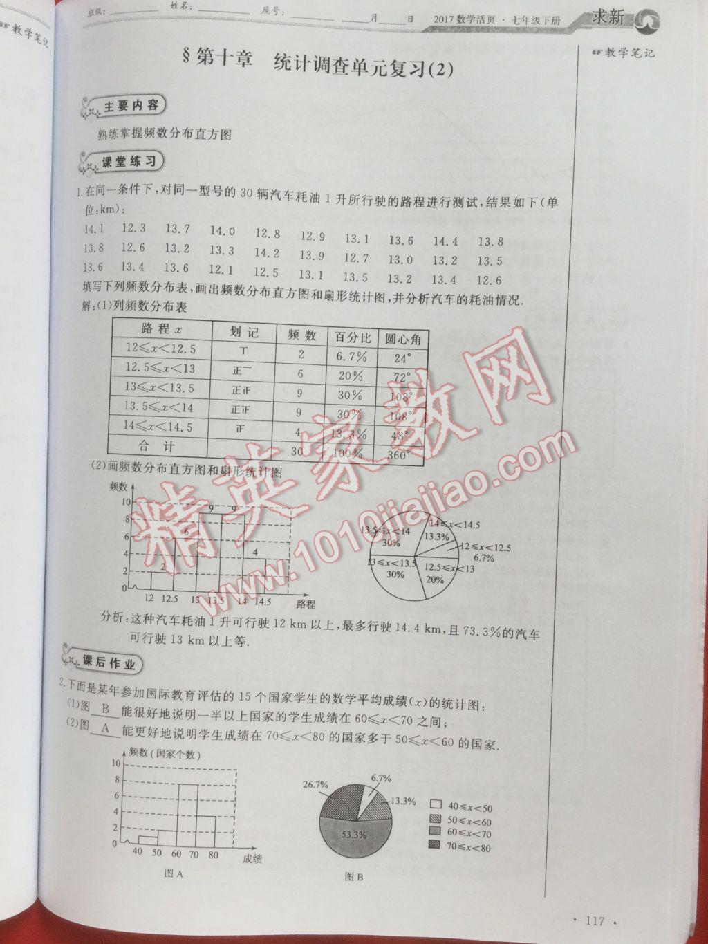 2017年數(shù)學(xué)活頁單元測評卷七年級數(shù)學(xué)下冊人教版 參考答案第117頁