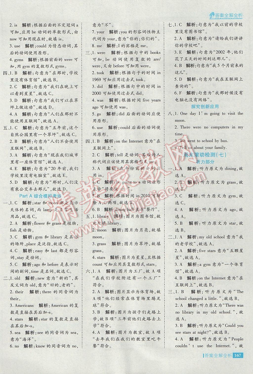 2017年考点集训与满分备考六年级英语下册 参考答案第22页