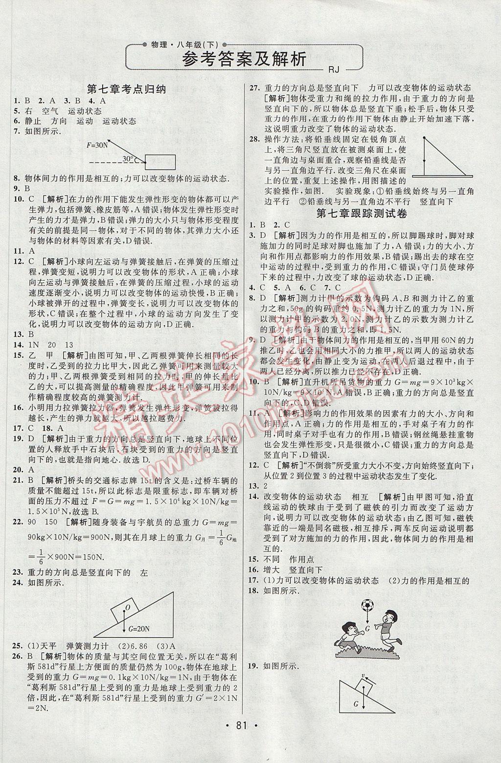 2017年期末考向標(biāo)海淀新編跟蹤突破測試卷八年級物理下冊人教版 參考答案第1頁