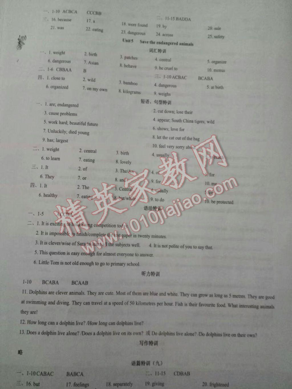 2017年邁向牛津之同步特訓八年級下冊深圳專版 參考答案第6頁