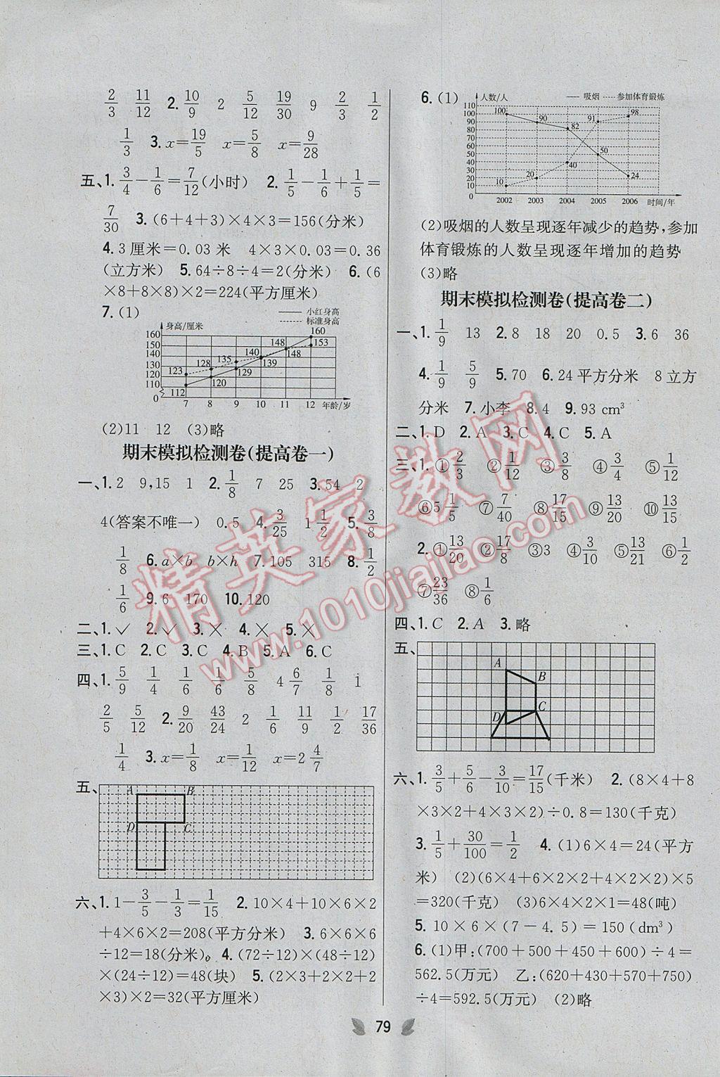 2017年小學教材完全考卷五年級數(shù)學下冊人教版 參考答案第7頁