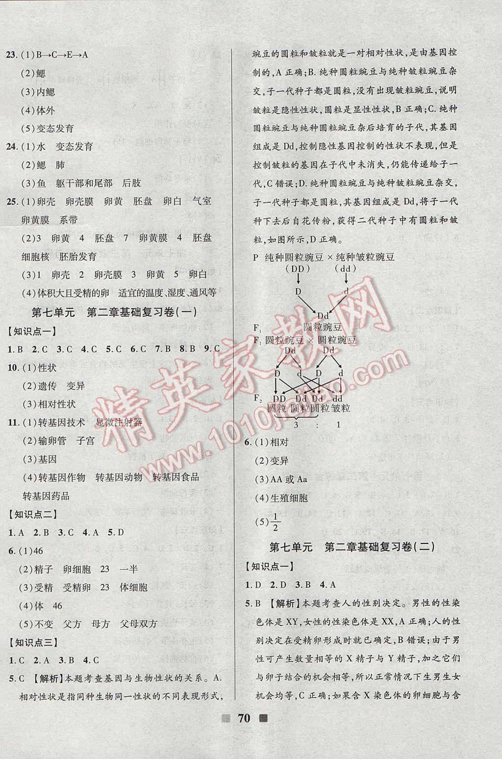 2017年優(yōu)加全能大考卷八年級(jí)生物下冊(cè)人教版 參考答案第2頁