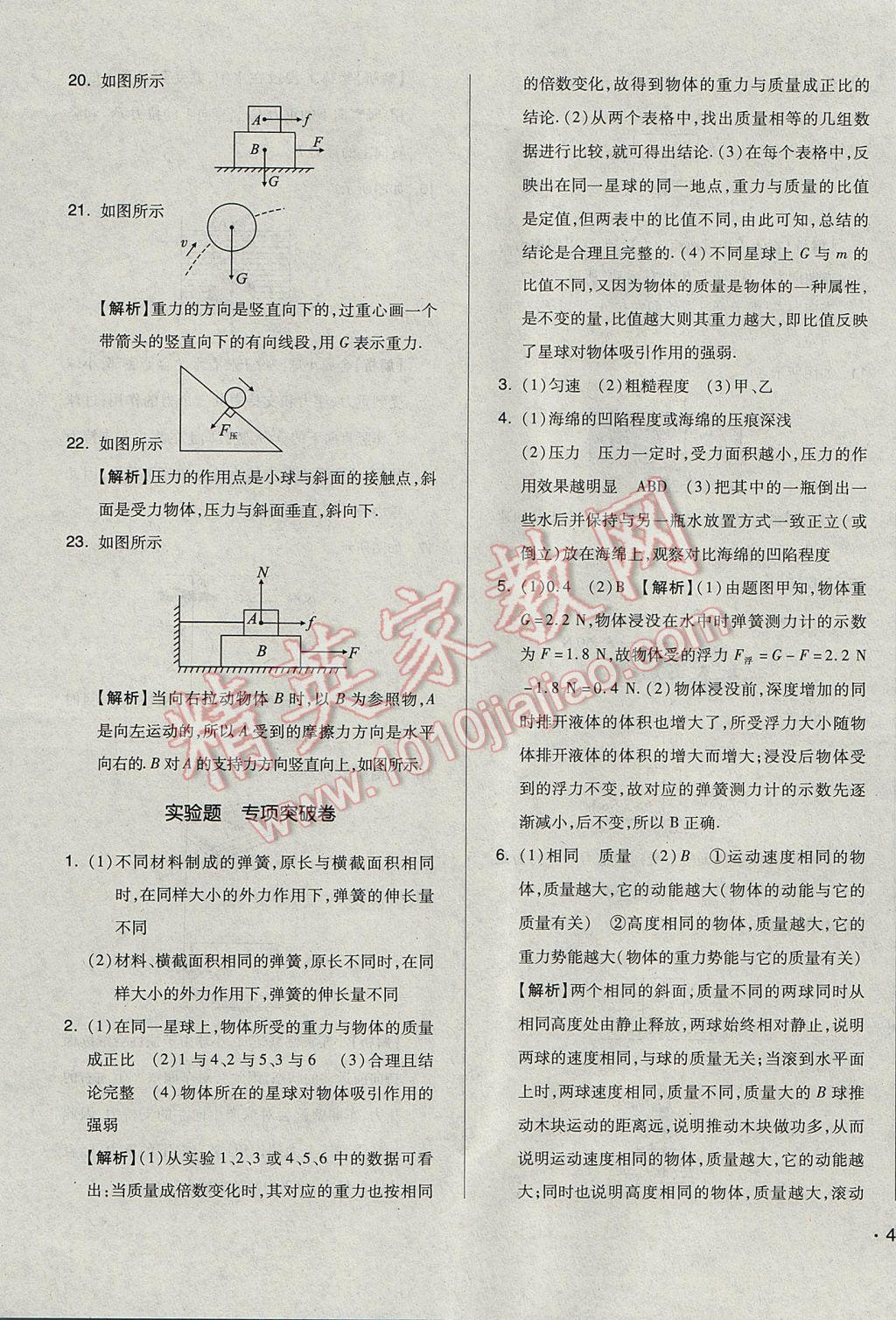 2017年單元加期末自主復(fù)習(xí)與測試八年級物理下冊蘇科版 參考答案第15頁